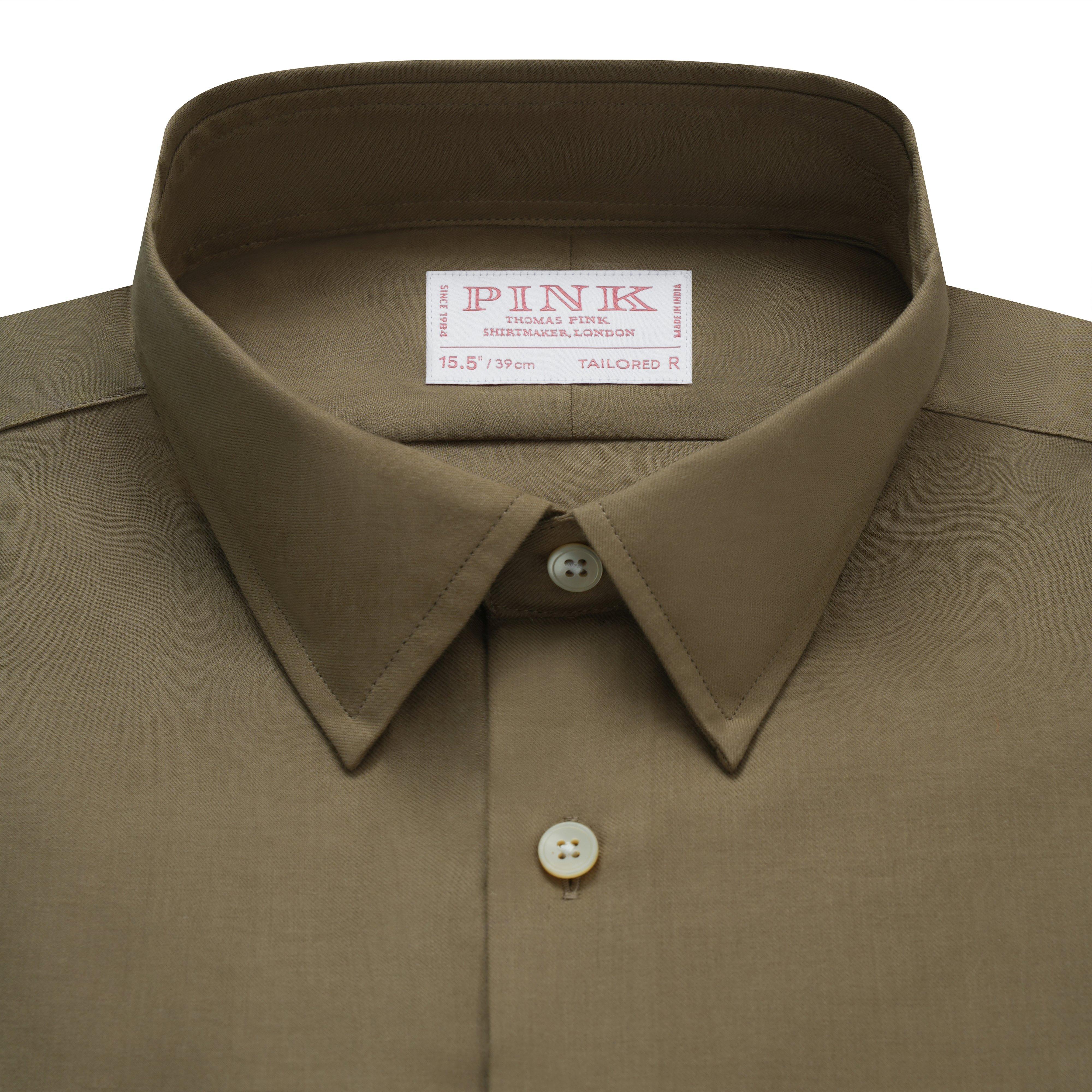 Thomas Pink Shirt Tailored Fit Twill Plain Neutral Formal Cotton-MALFORD OF LONDON SAVILE ROW MENSWEAR OUTLET