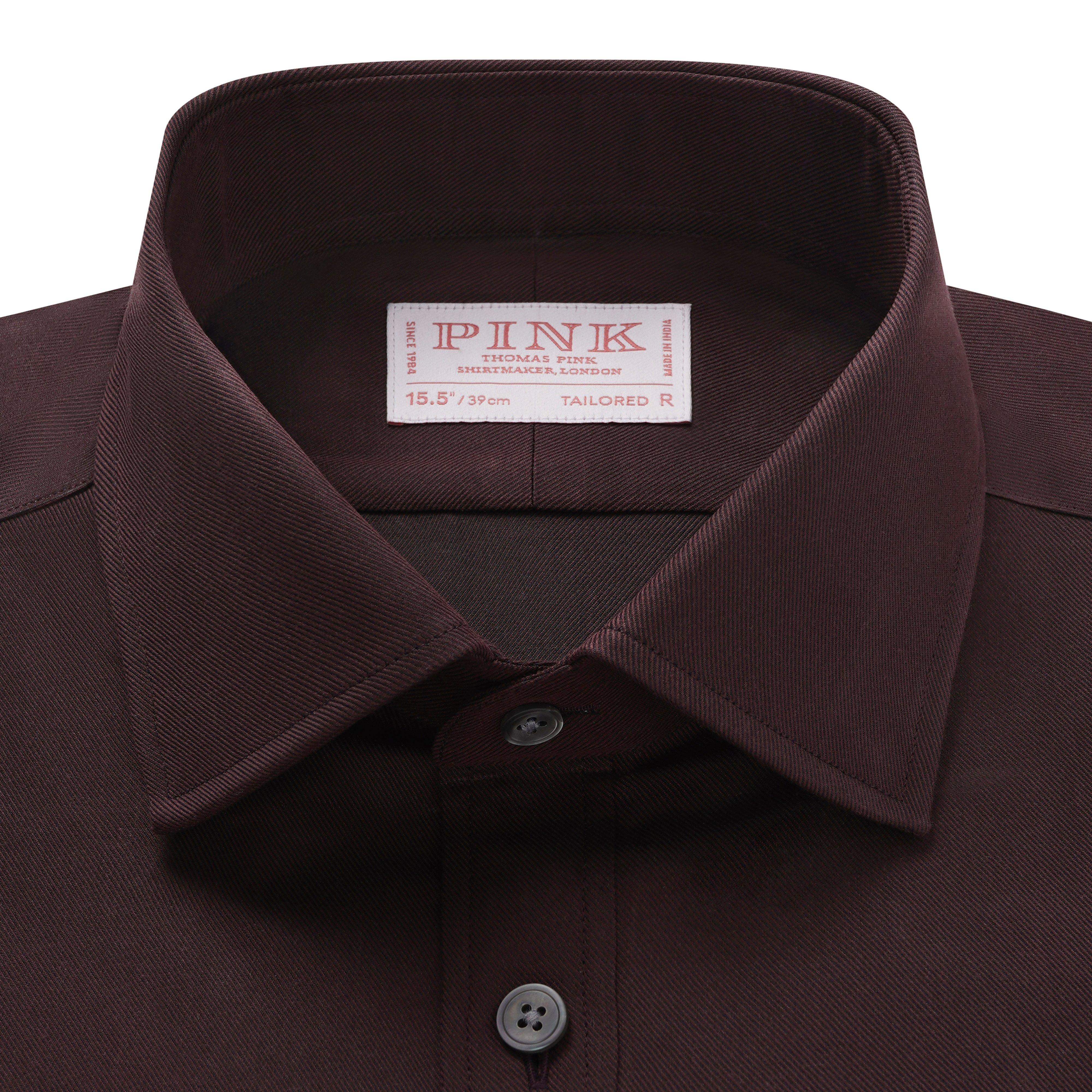 Thomas Pink Shirt Tailored Fit Twill Plain Red Formal Cotton-MALFORD OF LONDON SAVILE ROW MENSWEAR OUTLET