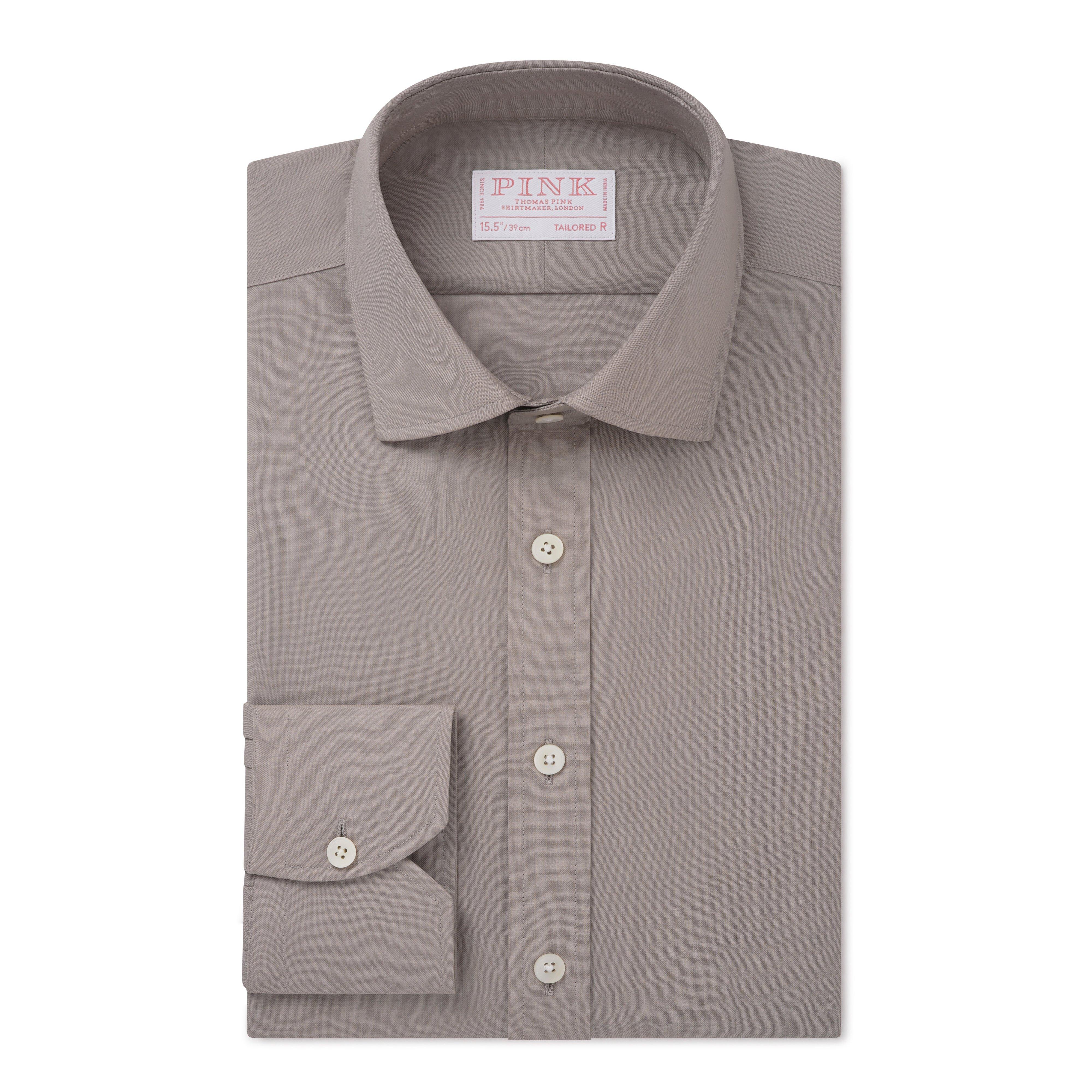 Thomas Pink Shirt Tailored Fit Wool Plain Neutral Formal Cotton-MALFORD OF LONDON SAVILE ROW MENSWEAR OUTLET