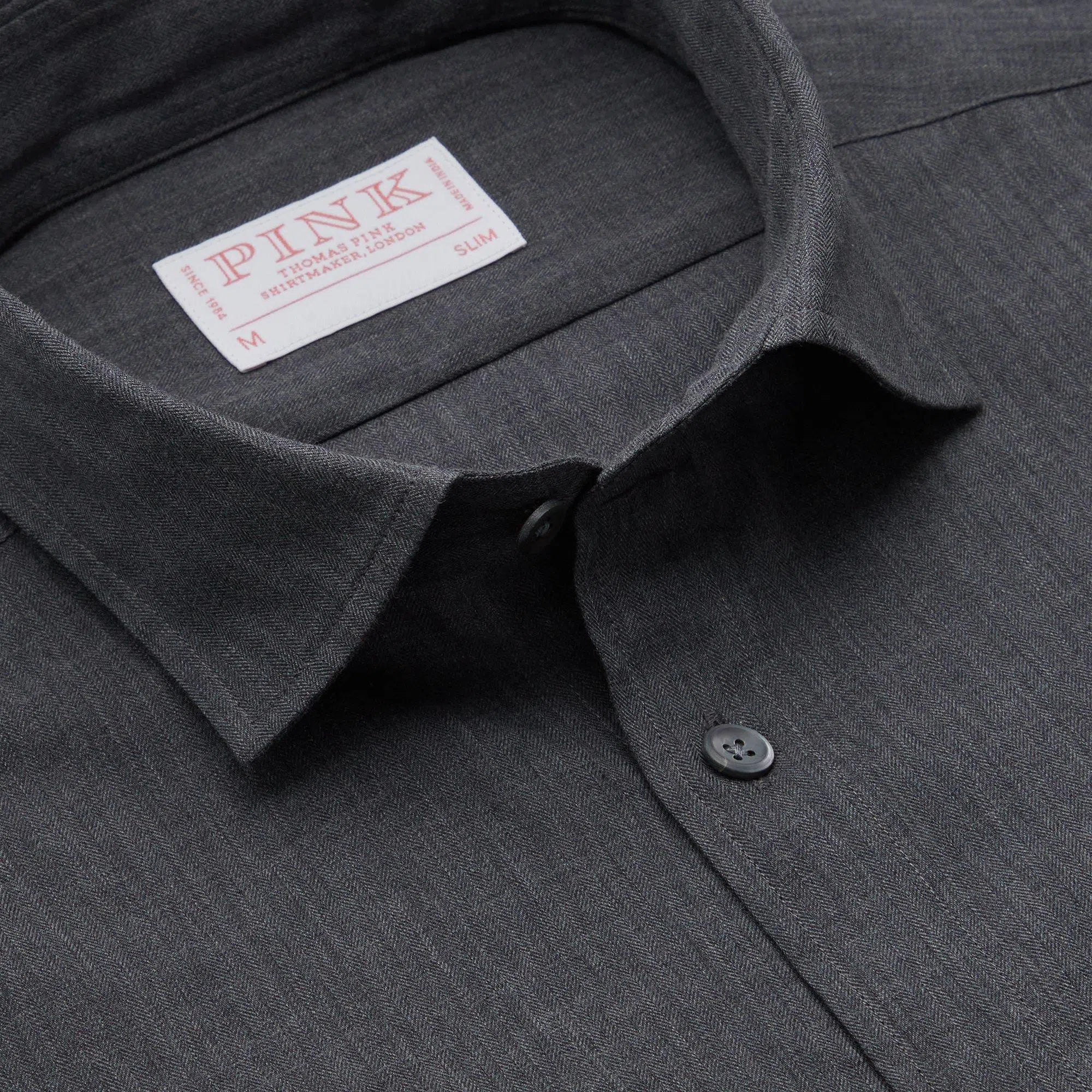 Thomas Pink Slim Fit Casual Brushed Cotton Herringbone Shirt-MALFORD OF LONDON SAVILE ROW MENSWEAR OUTLET