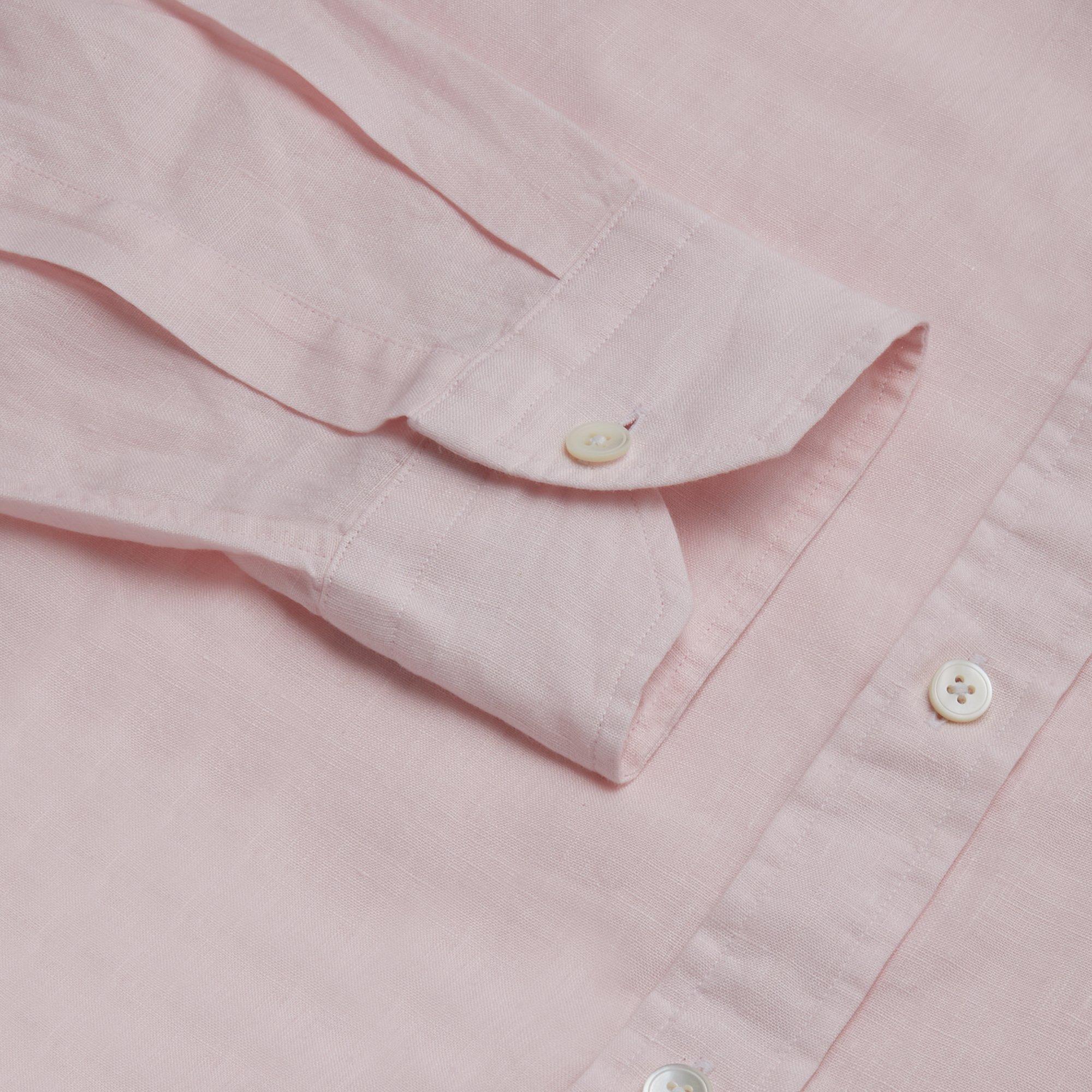 Thomas Pink Slim Fit Casual Plain Linen Shirt-MALFORD OF LONDON SAVILE ROW MENSWEAR OUTLET