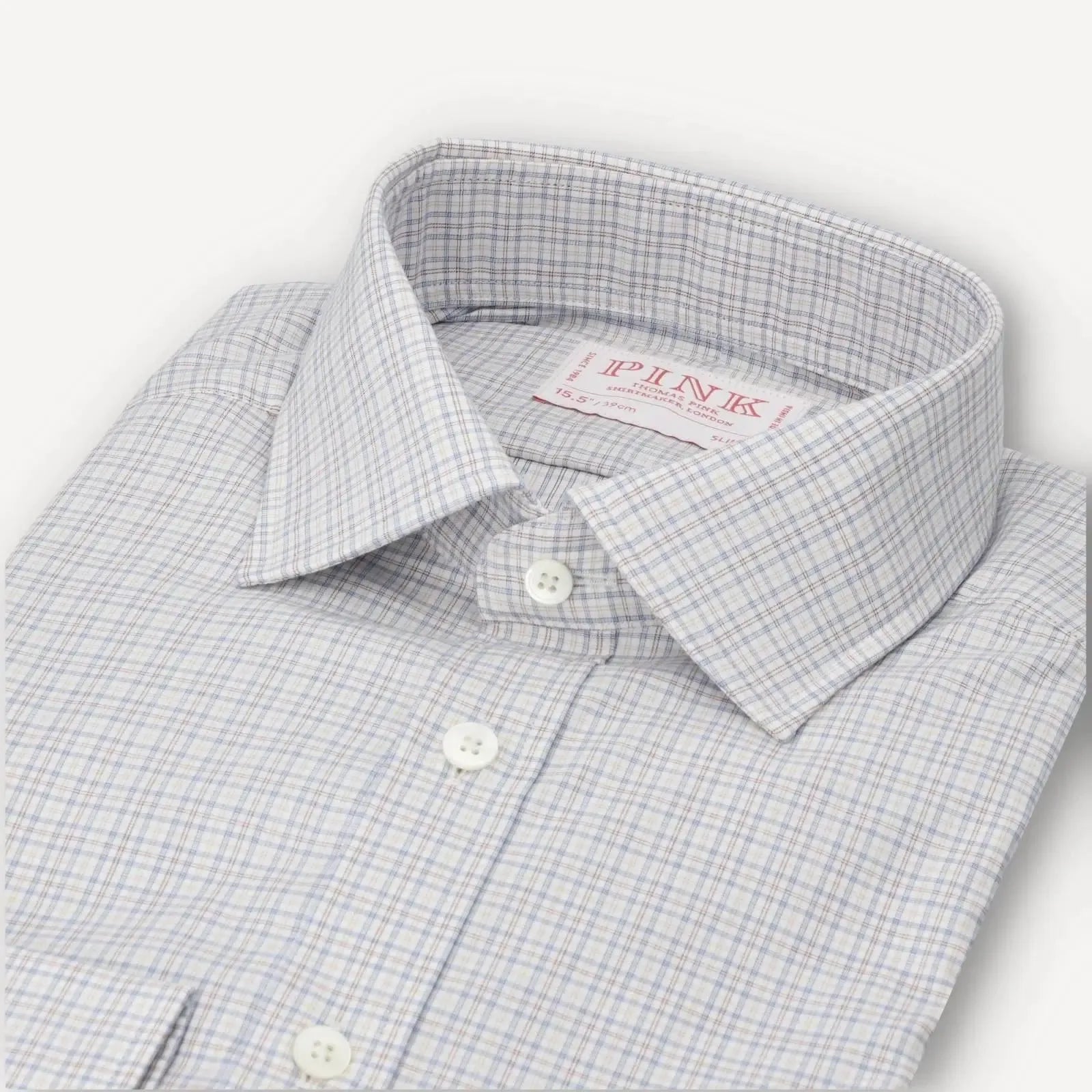 Thomas Pink Slim Fit Check Formal Shirt White Multi-MALFORD OF LONDON SAVILE ROW MENSWEAR OUTLET