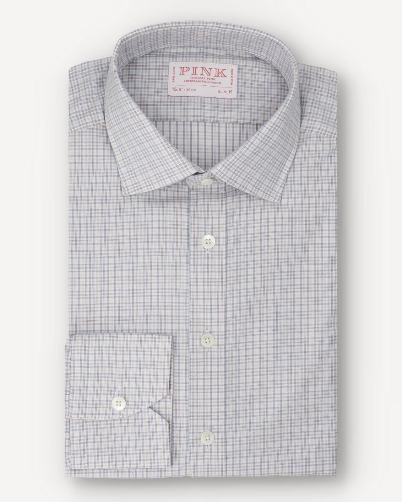 Thomas Pink Slim Fit Check Formal Shirt White/Multi-MALFORD OF LONDON SAVILE ROW MENSWEAR OUTLET