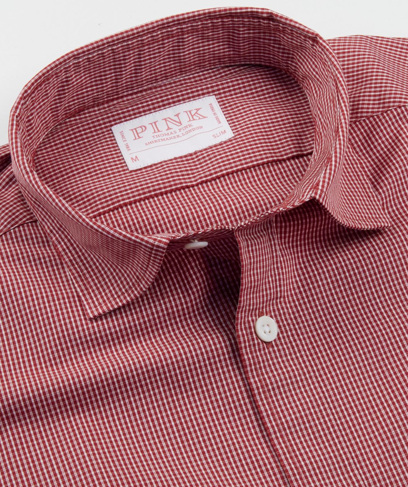 Thomas Pink Slim Fit Check Smart Casual Shirt Red/White-MALFORD OF LONDON SAVILE ROW MENSWEAR OUTLET