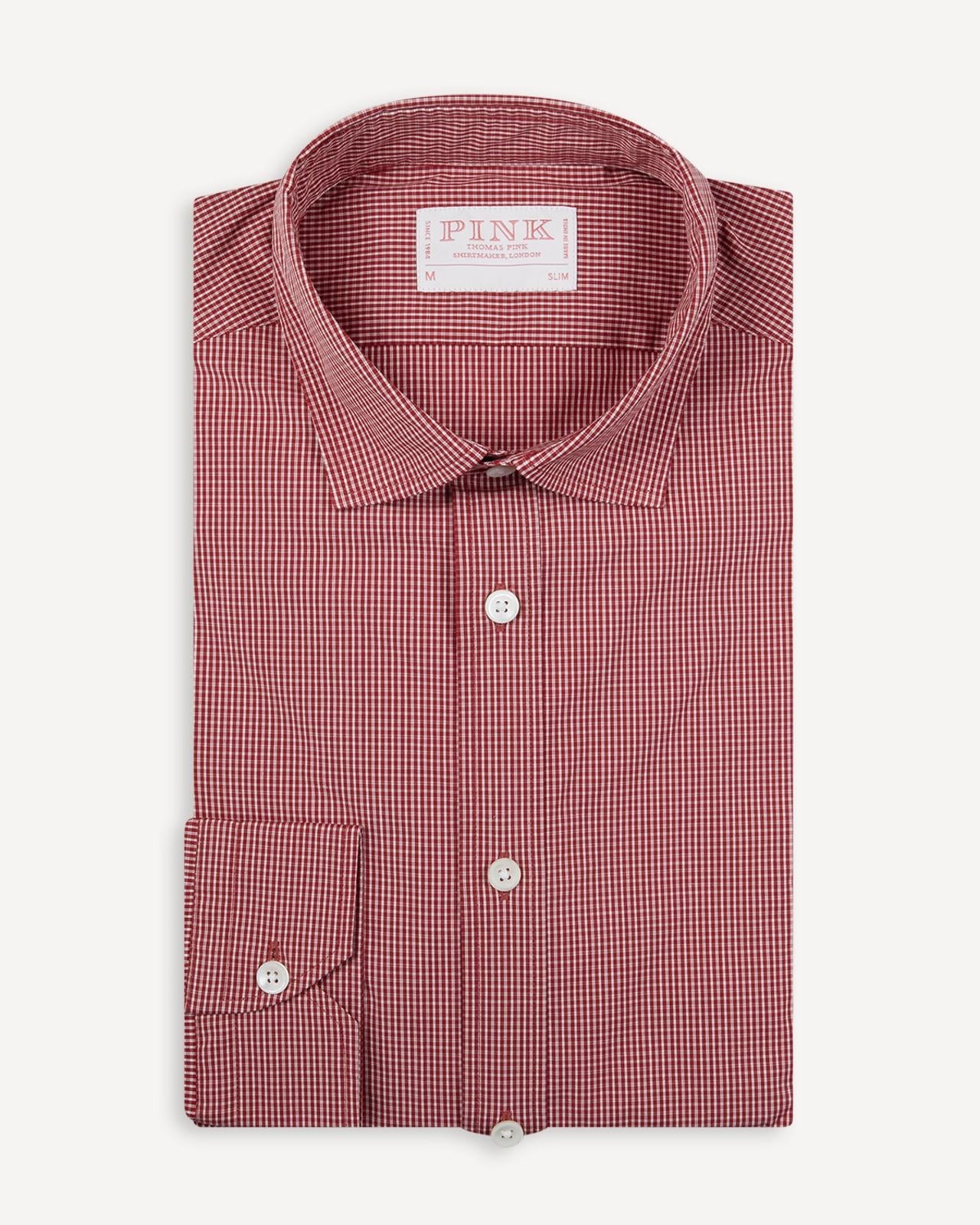 Thomas Pink Slim Fit Check Smart Casual Shirt Red/White-MALFORD OF LONDON SAVILE ROW MENSWEAR OUTLET