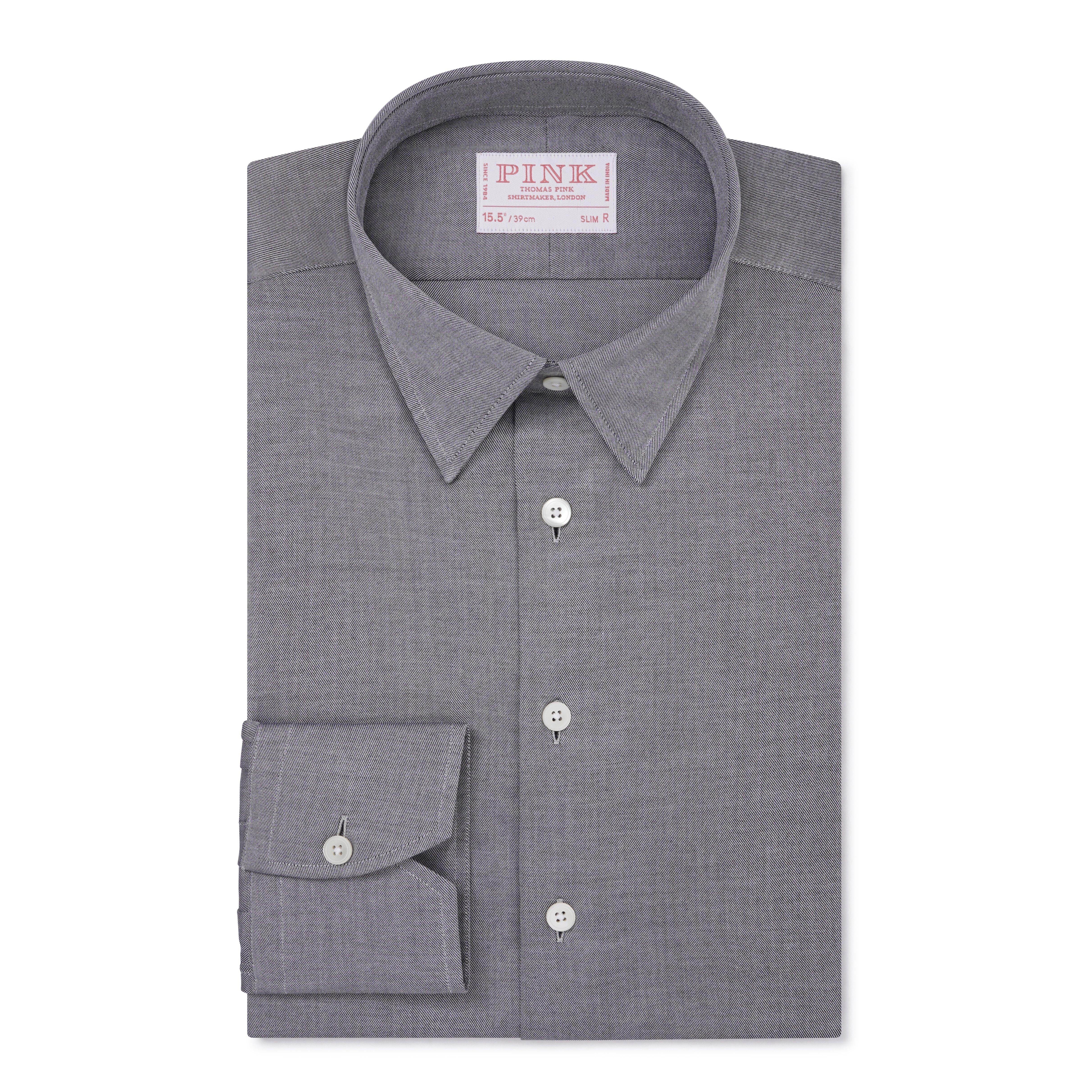 Thomas Pink Slim Fit Formal Bi-Colour Twill Shirt Black/White-MALFORD OF LONDON SAVILE ROW MENSWEAR OUTLET