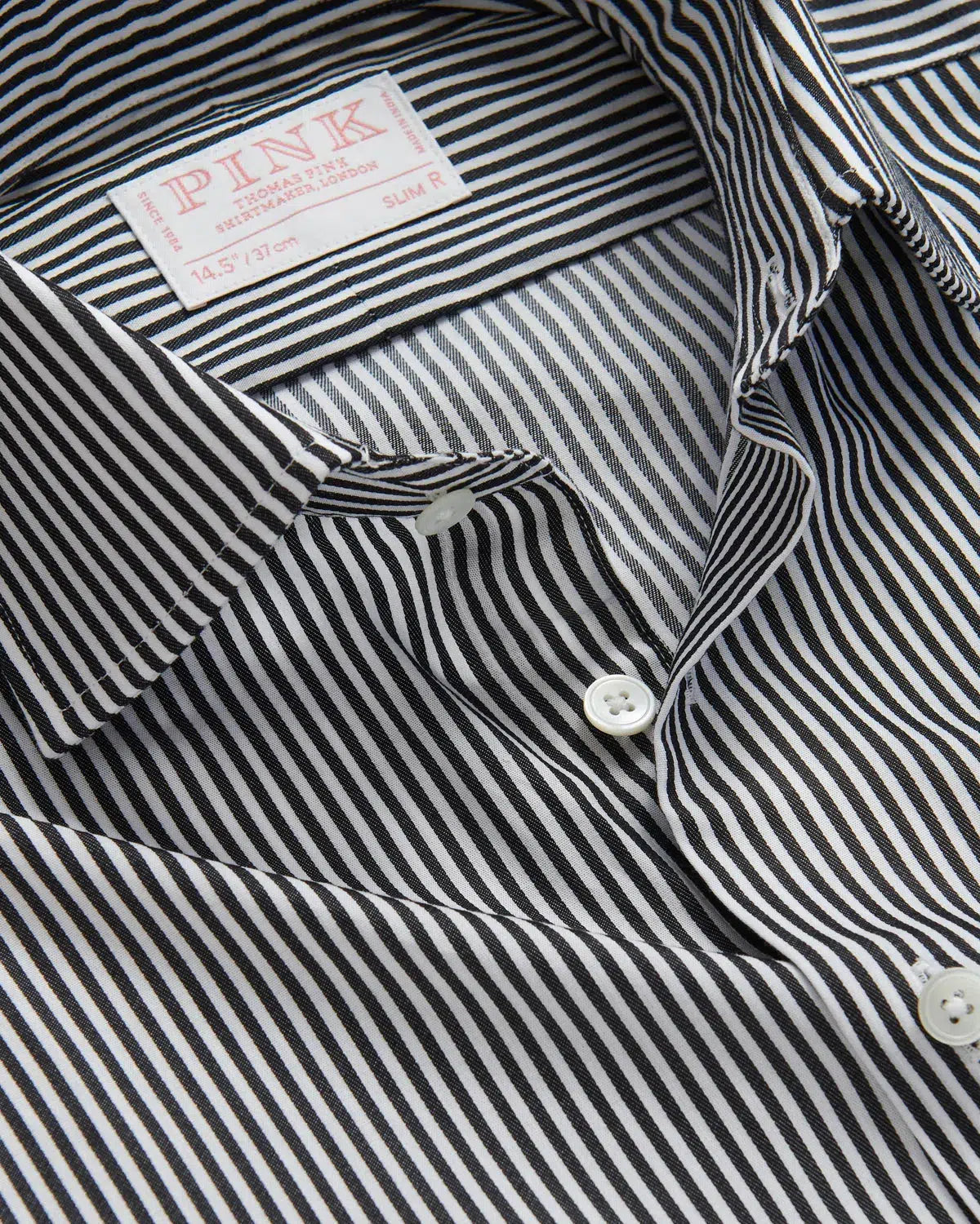 Thomas Pink Slim Fit Formal Capri Stripe Black/White-MALFORD OF LONDON SAVILE ROW MENSWEAR OUTLET
