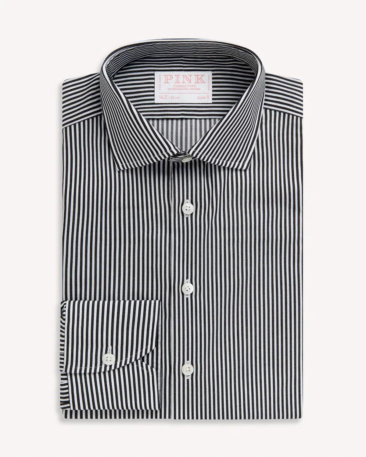 Thomas Pink Slim Fit Formal Capri Stripe Black/White-MALFORD OF LONDON SAVILE ROW MENSWEAR OUTLET