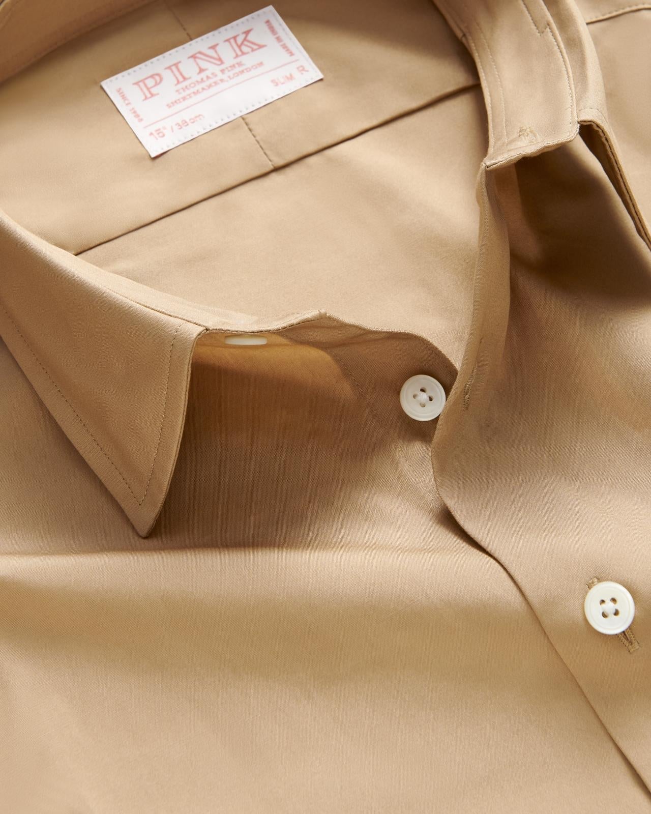 Thomas Pink Slim Fit Formal Cotton Poplin Shirt Camel-MALFORD OF LONDON SAVILE ROW MENSWEAR OUTLET