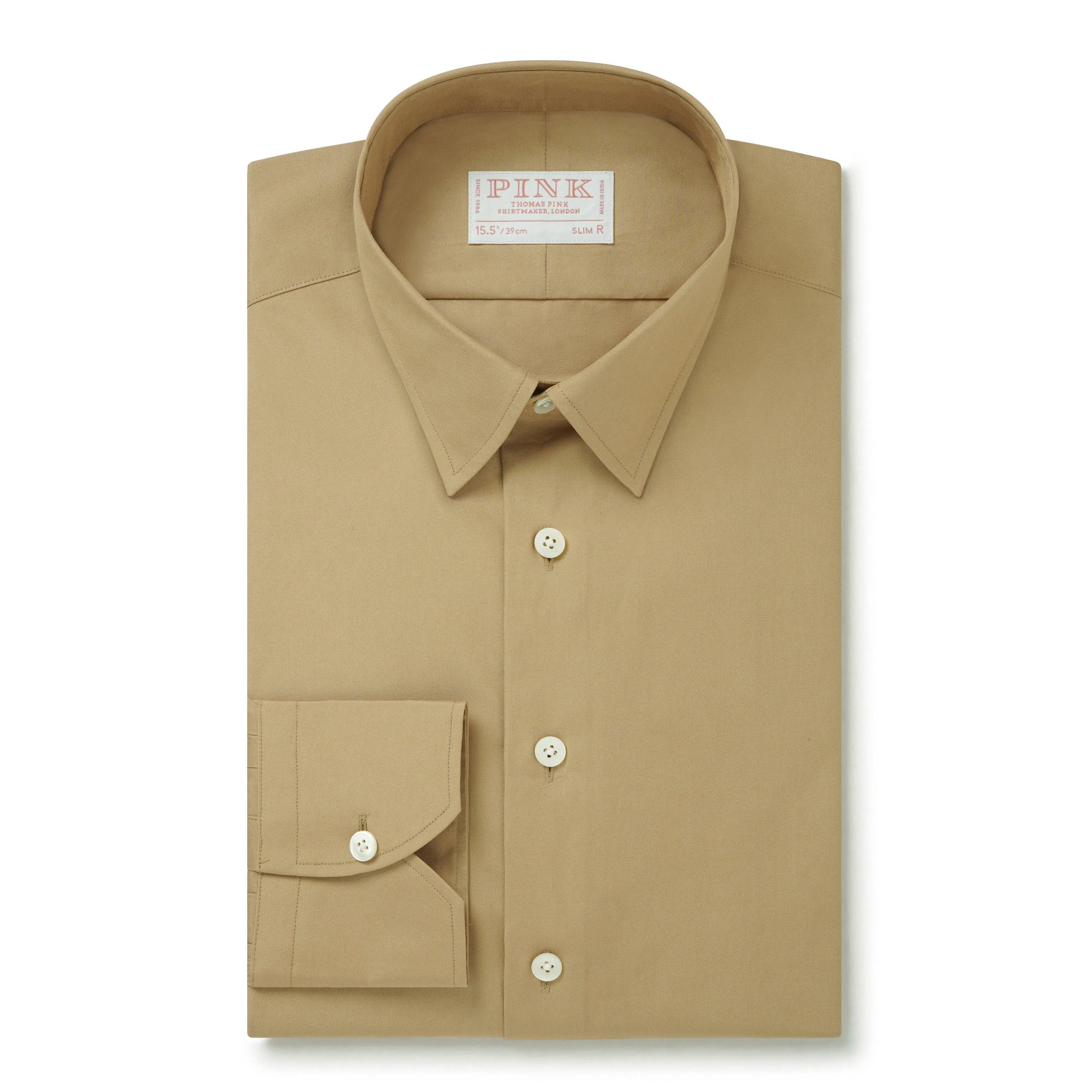 Thomas Pink Slim Fit Formal Cotton Poplin Shirt Camel-MALFORD OF LONDON SAVILE ROW MENSWEAR OUTLET