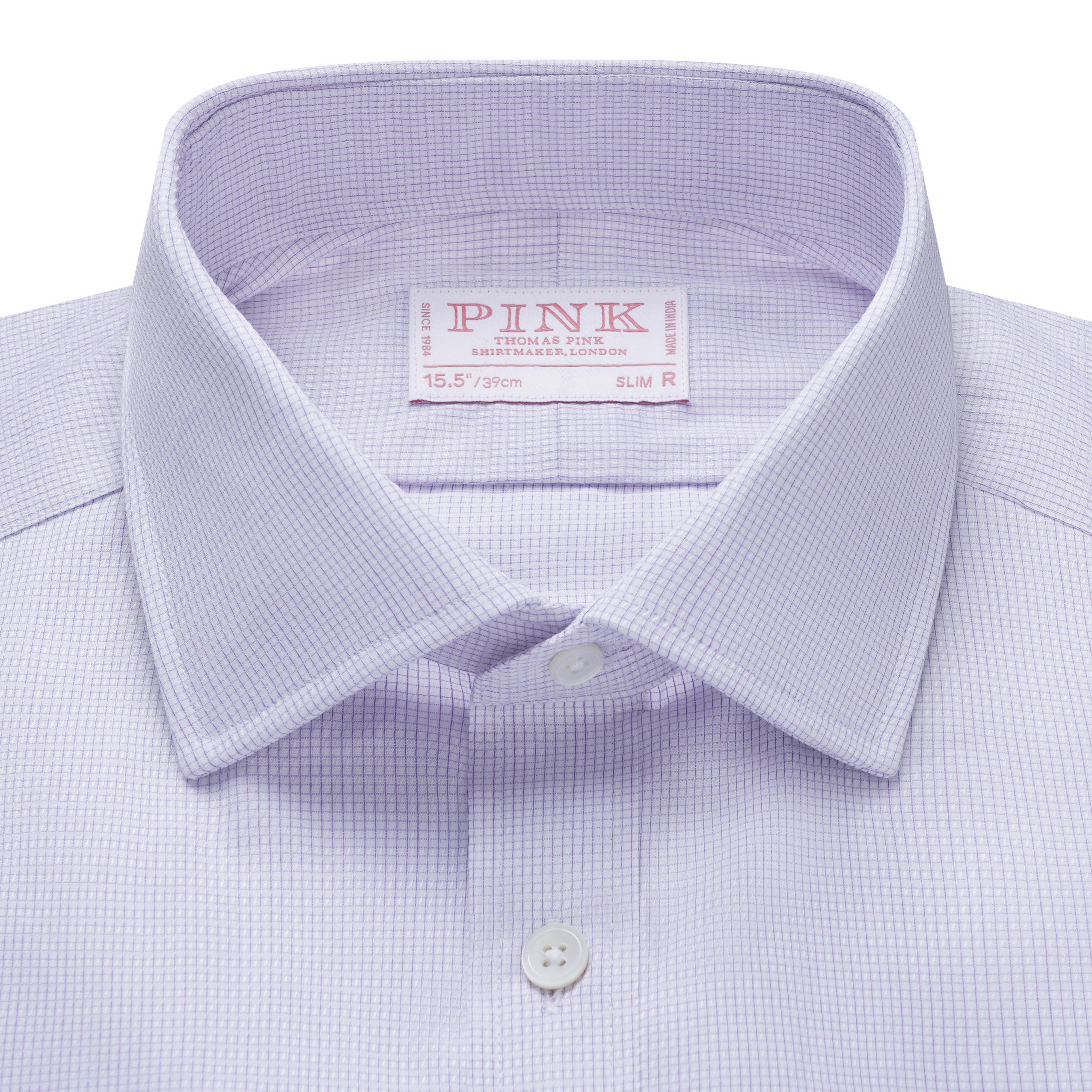 Thomas Pink Slim Fit Formal Dobby Broken Check Shirt-MALFORD OF LONDON SAVILE ROW MENSWEAR OUTLET