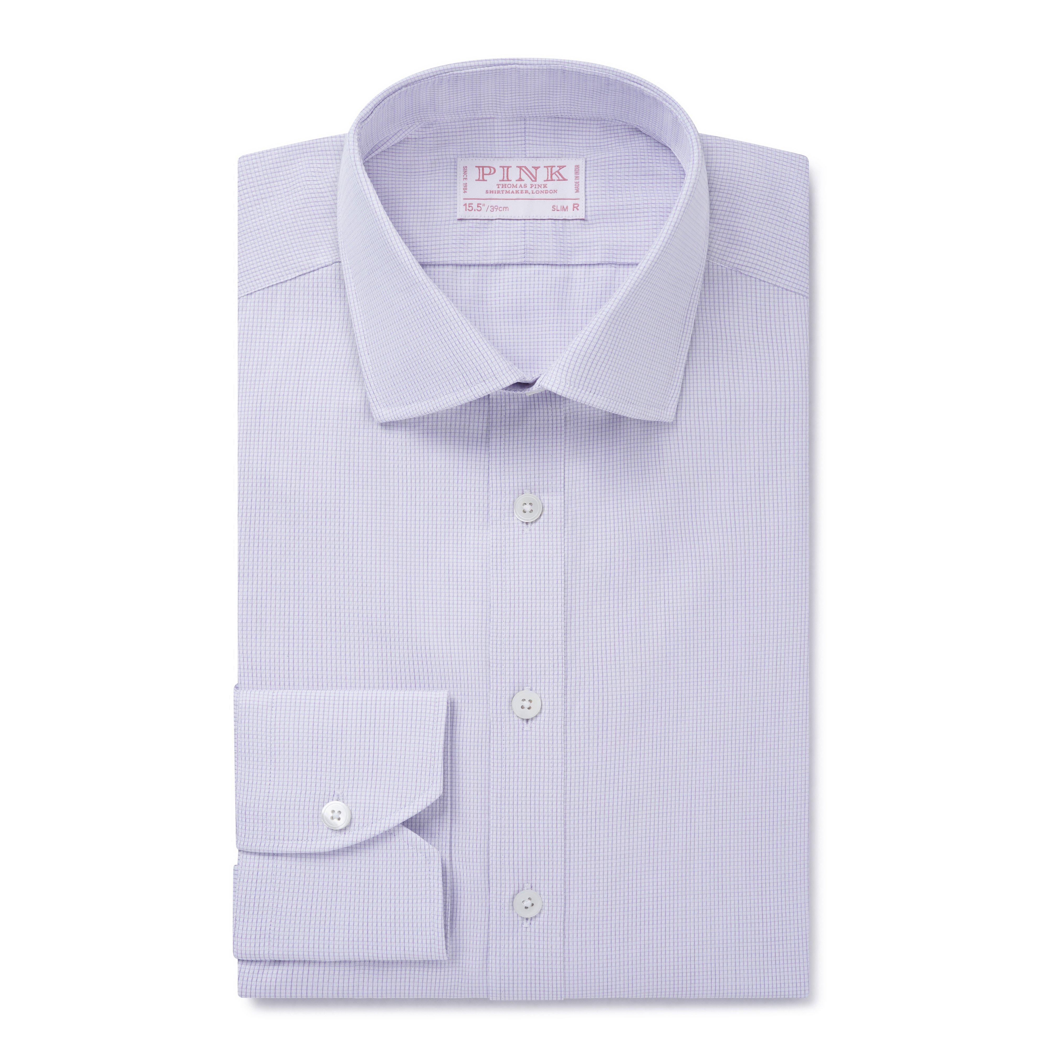 Thomas Pink Slim Fit Formal Dobby Broken Check Shirt-MALFORD OF LONDON SAVILE ROW MENSWEAR OUTLET