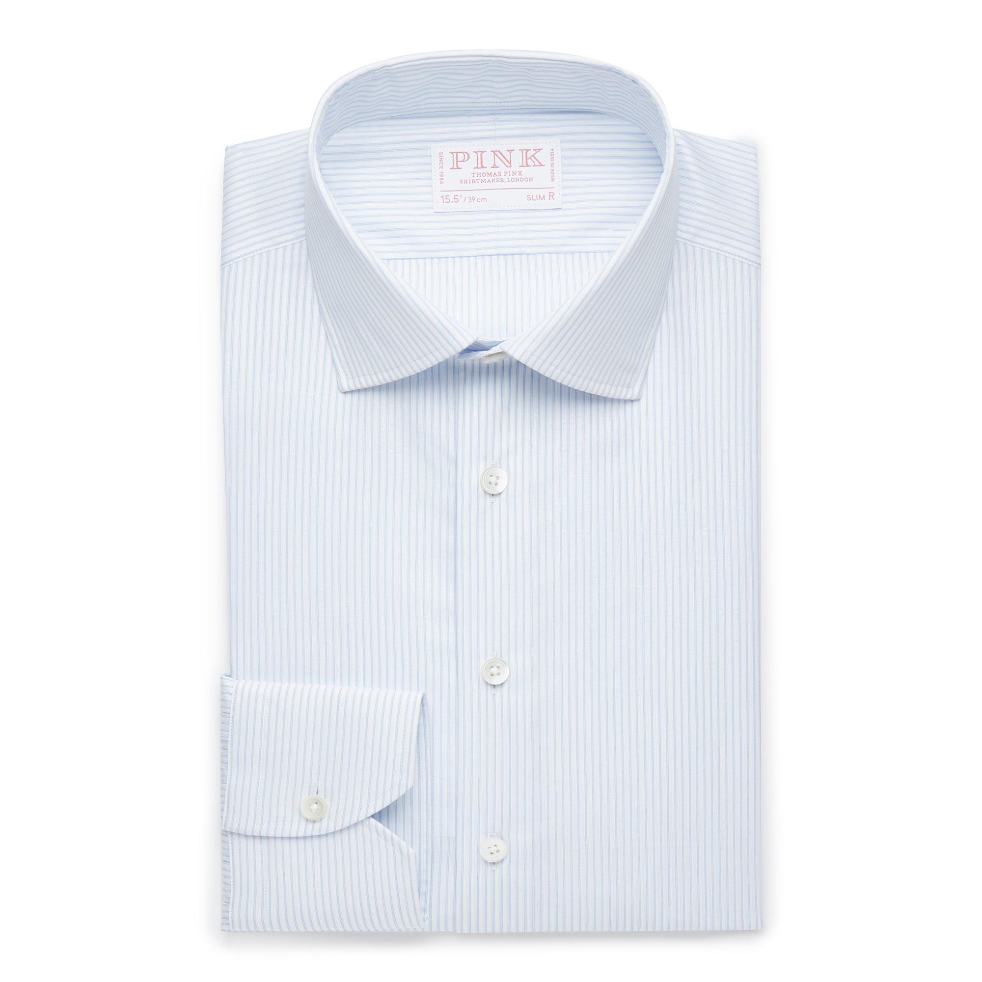 Thomas Pink Slim Fit Formal Dobby Pin Stripe Shirt-MALFORD OF LONDON SAVILE ROW MENSWEAR OUTLET