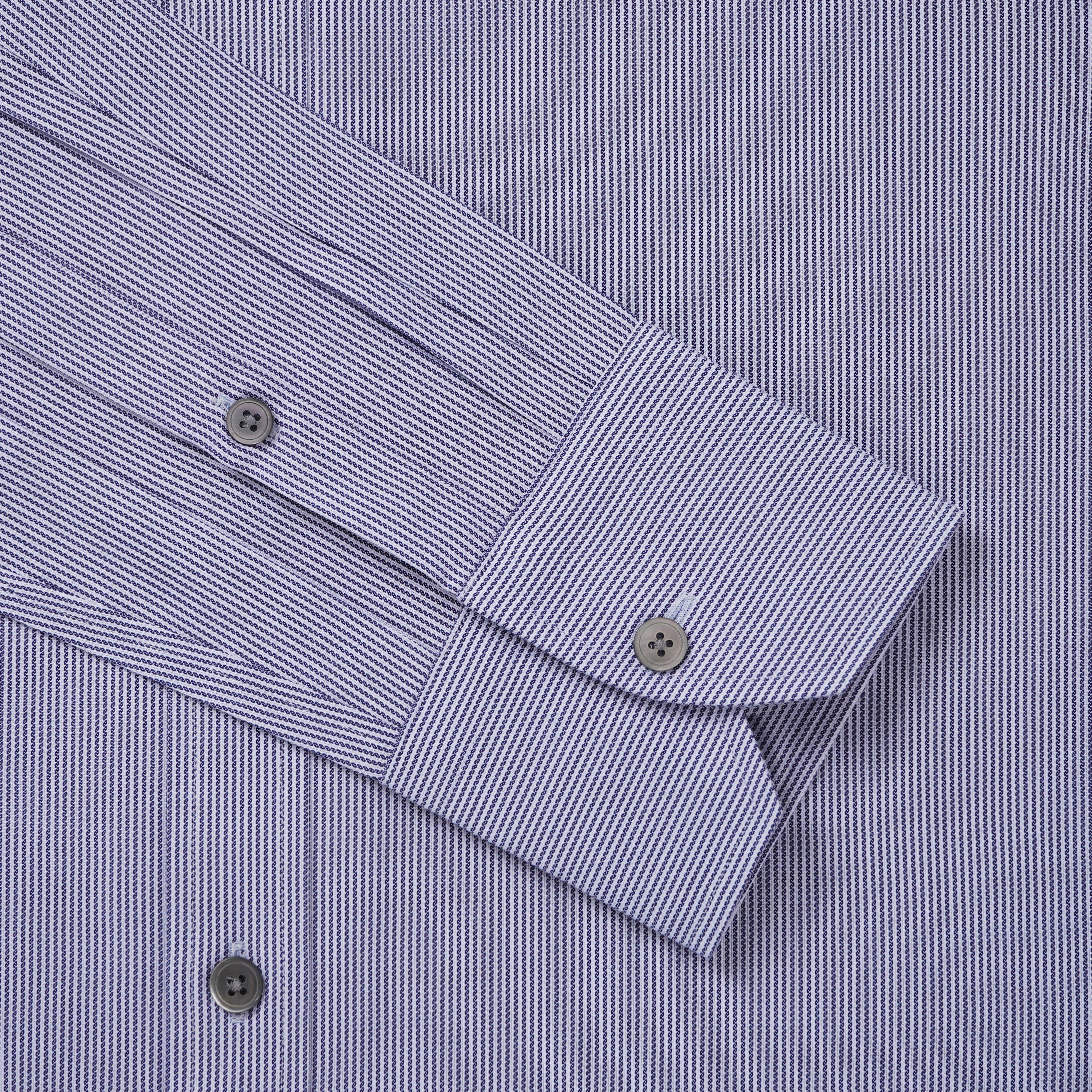 Thomas Pink Slim Fit Formal Dobby Rope Stripe Shirt Blue-MALFORD OF LONDON SAVILE ROW MENSWEAR OUTLET