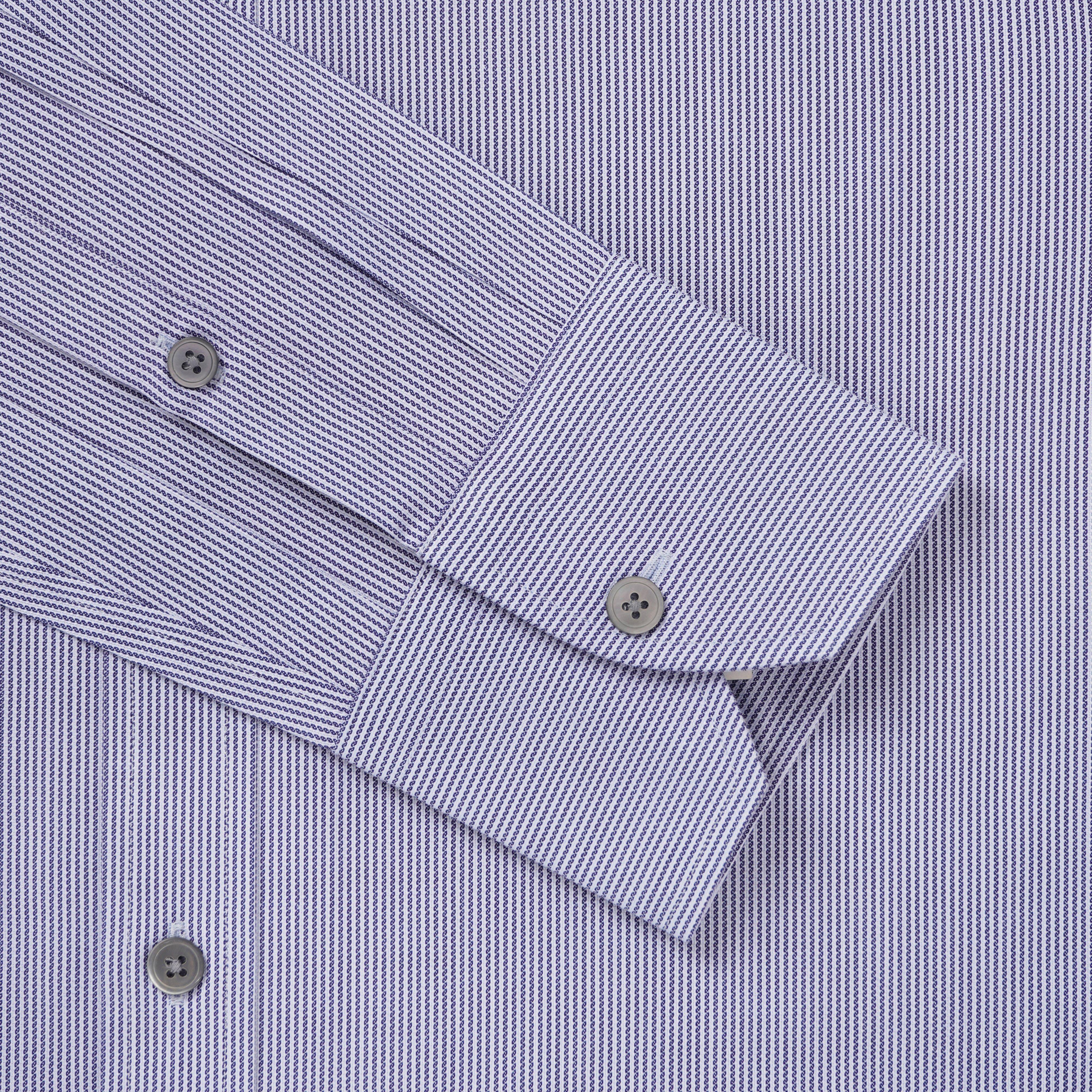 Thomas Pink Slim Fit Formal Dobby Rope Stripe Shirt Blue-MALFORD OF LONDON SAVILE ROW MENSWEAR OUTLET