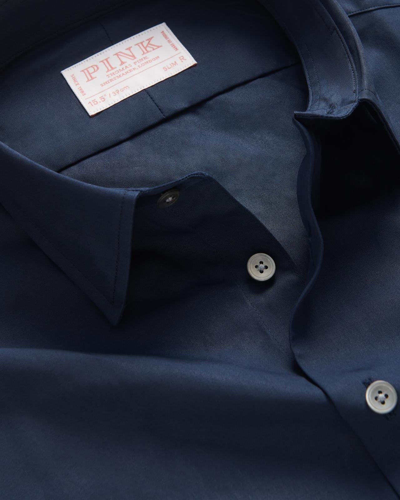 Thomas Pink Slim Fit Formal Eco Super Poplin Shirt Dark Navy-MALFORD OF LONDON SAVILE ROW MENSWEAR OUTLET