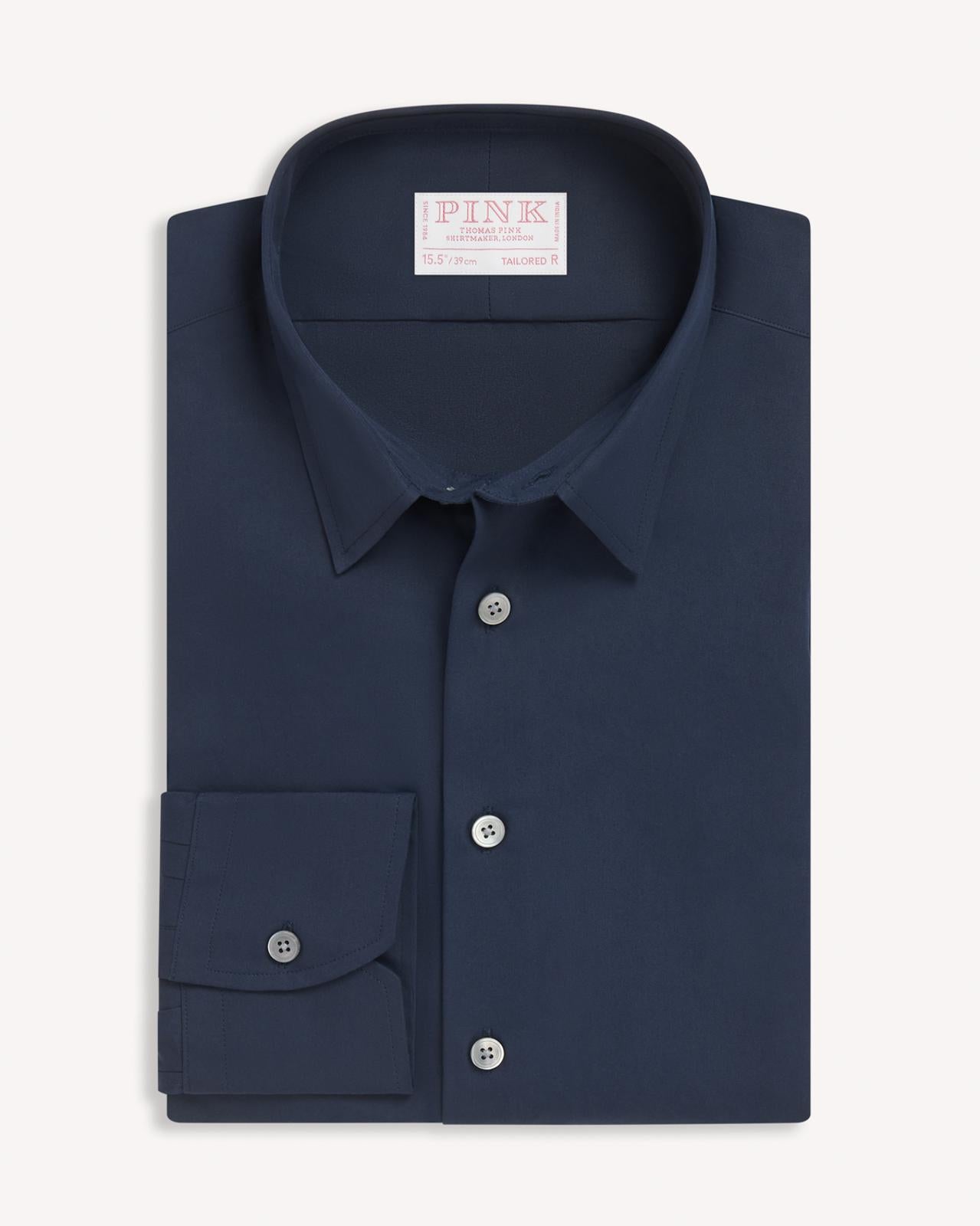 Thomas Pink Slim Fit Formal Eco Super Poplin Shirt Dark Navy-MALFORD OF LONDON SAVILE ROW MENSWEAR OUTLET