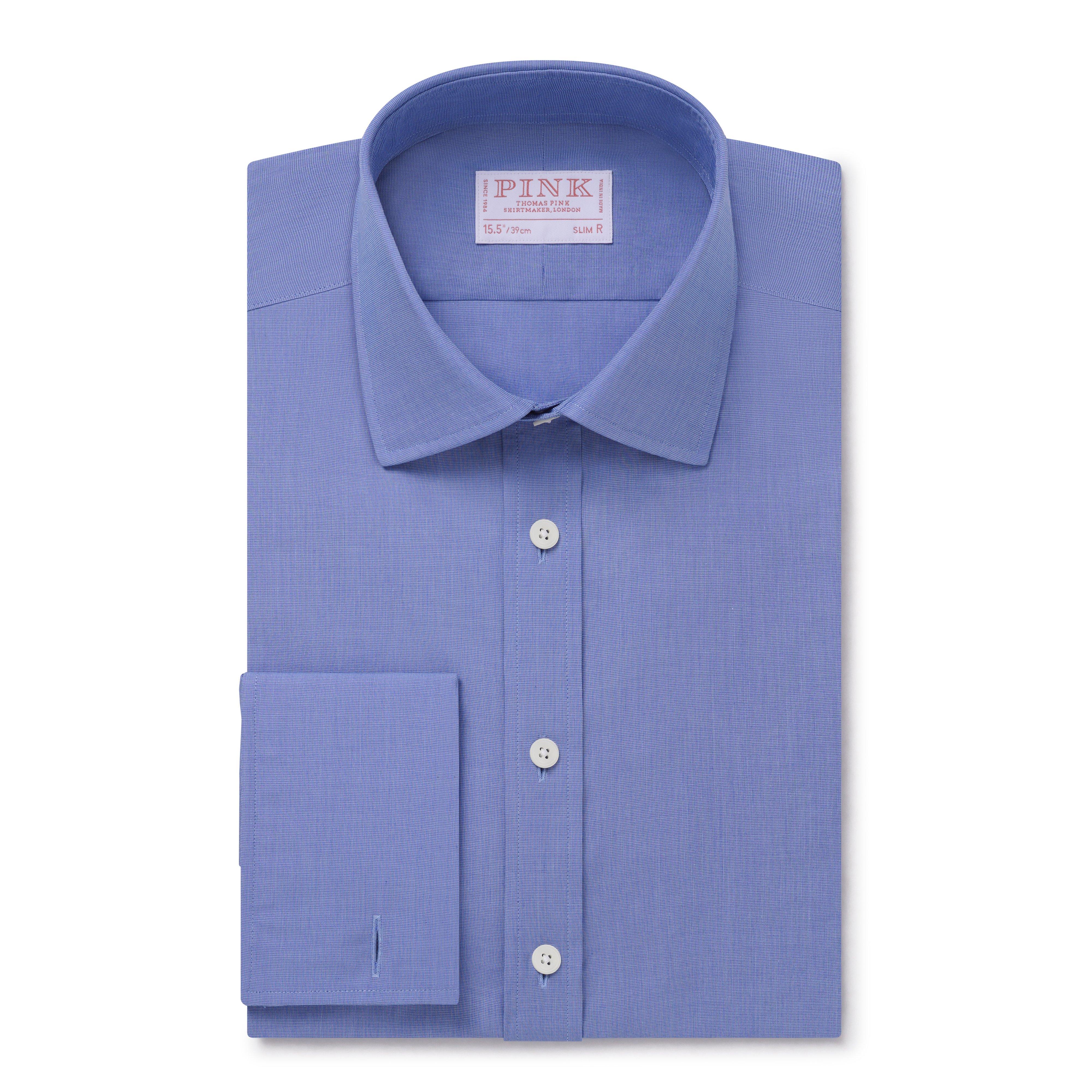 Thomas Pink Slim Fit Formal End On End Shirt Blue-MALFORD OF LONDON SAVILE ROW MENSWEAR OUTLET