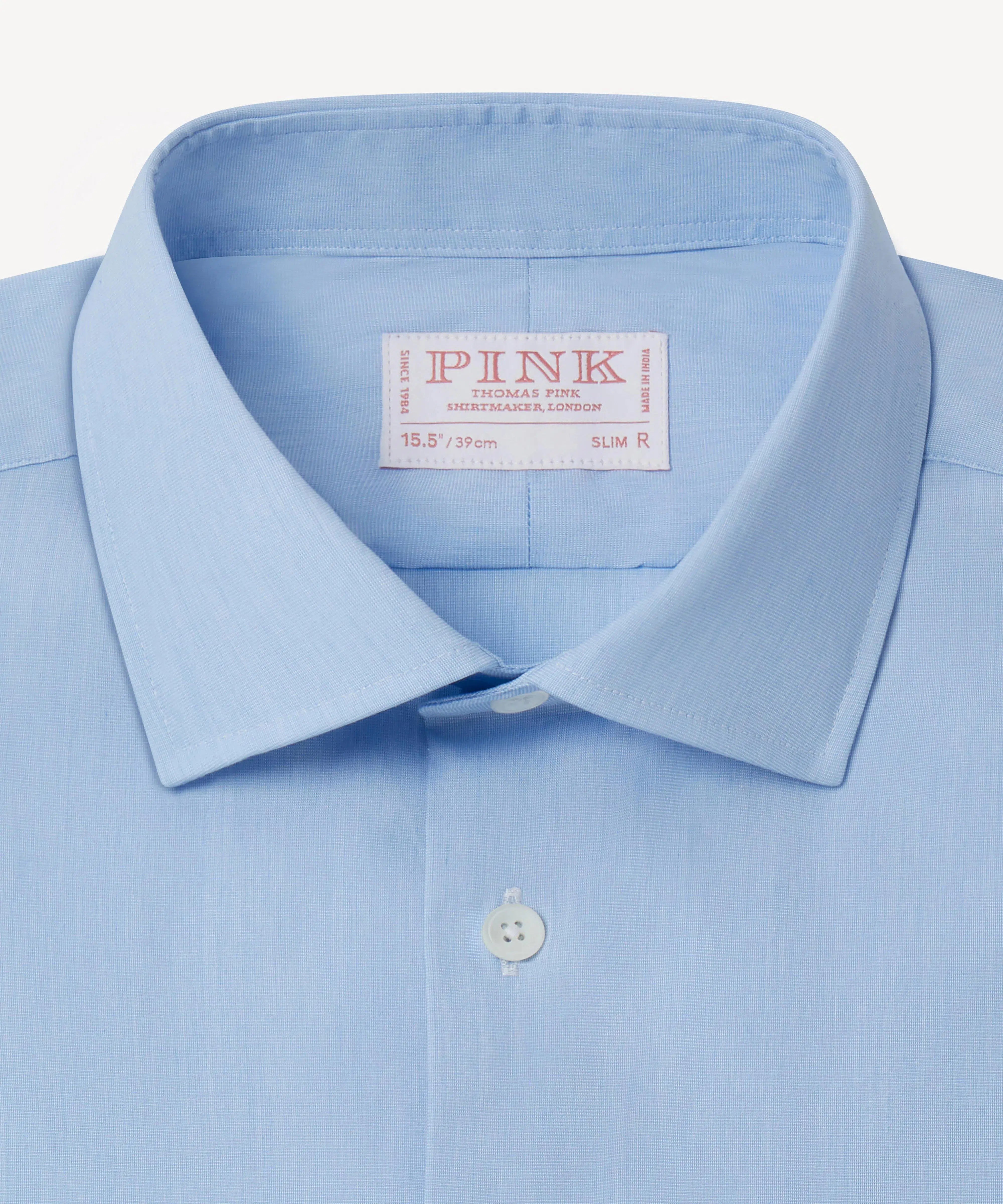 Thomas Pink Slim Fit Formal End on End Shirt Sky-MALFORD OF LONDON SAVILE ROW MENSWEAR OUTLET