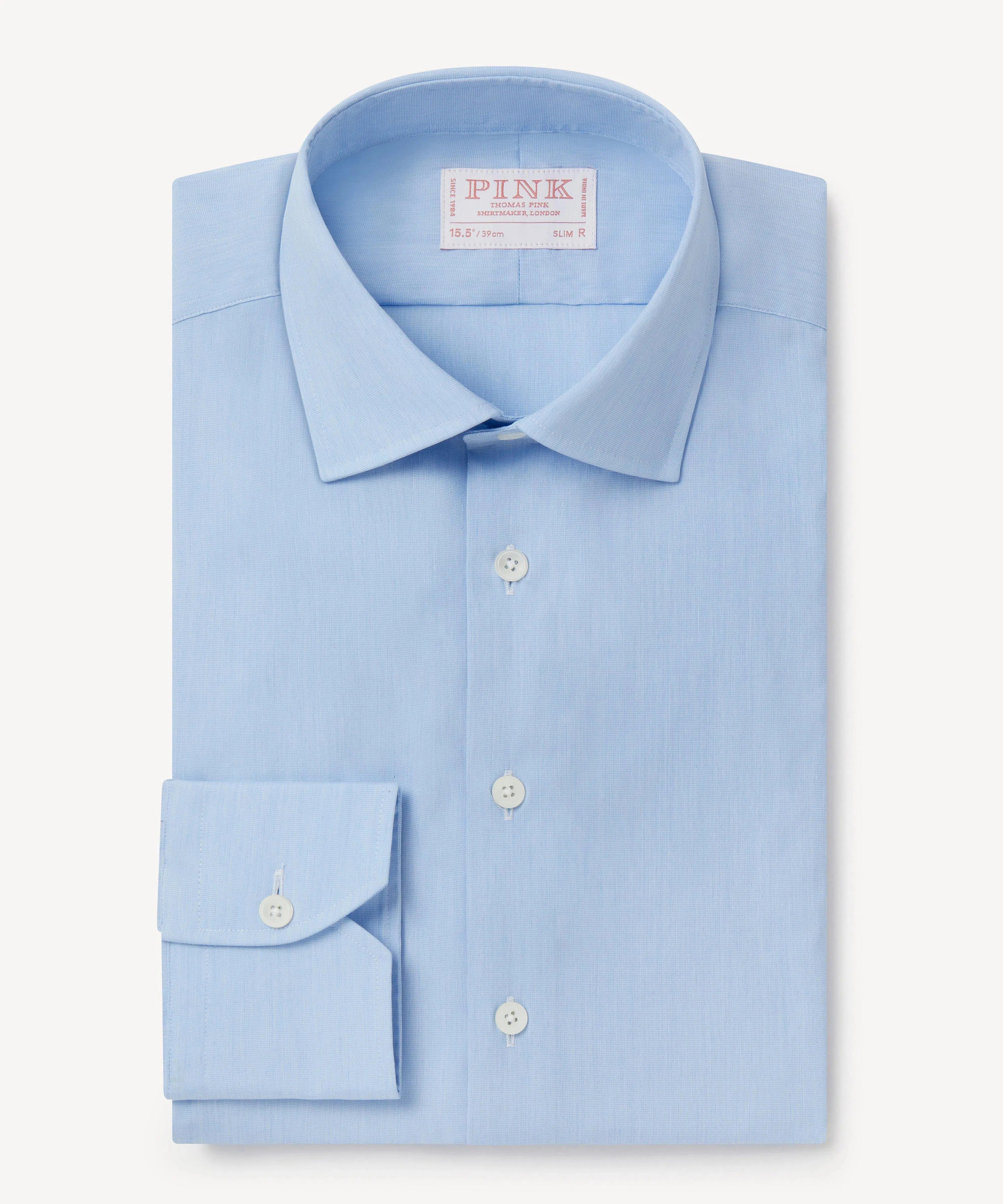 Thomas Pink Slim Fit Formal End on End Shirt Sky-MALFORD OF LONDON SAVILE ROW MENSWEAR OUTLET