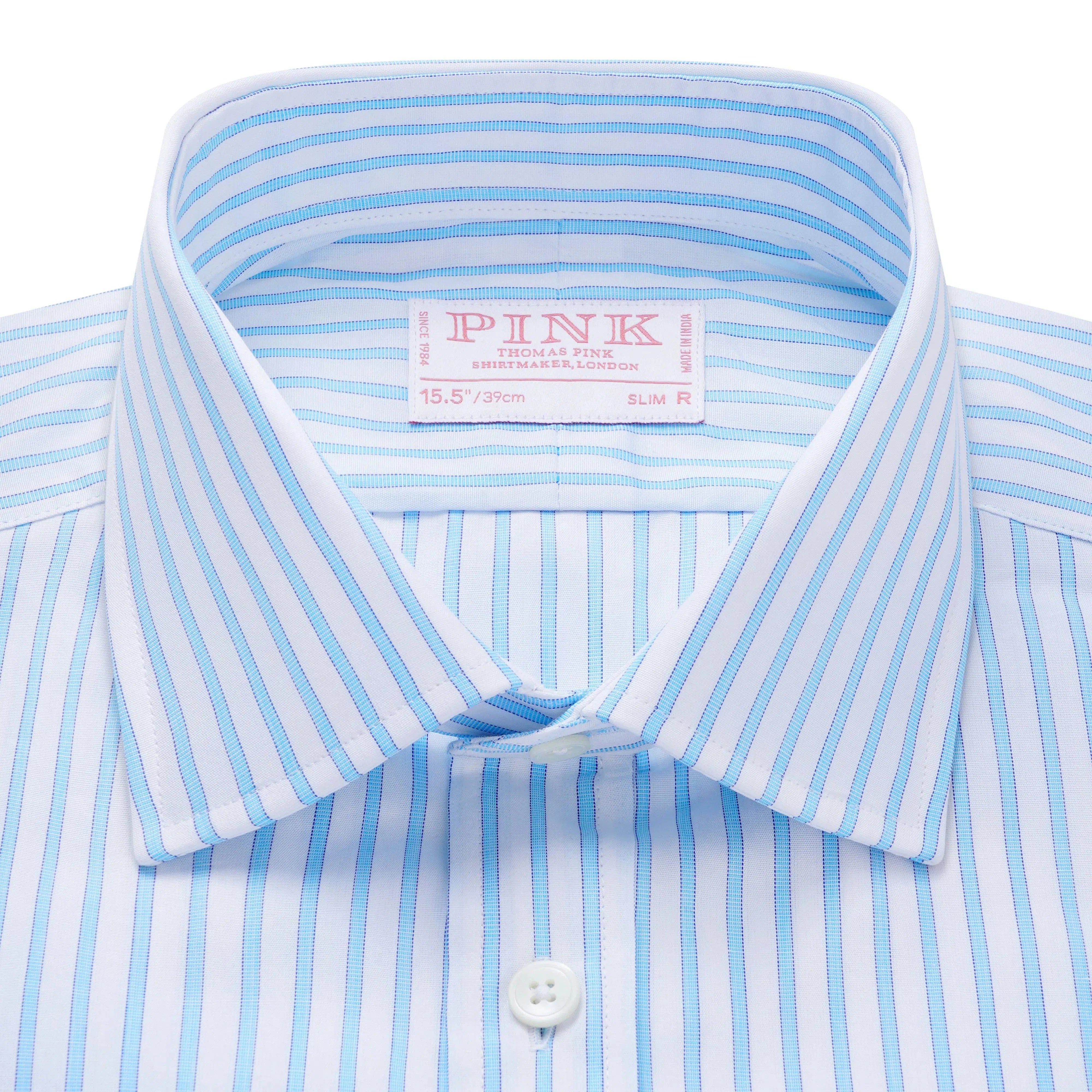 Thomas Pink Slim Fit Formal End on End Stripe Shirt-MALFORD OF LONDON SAVILE ROW MENSWEAR OUTLET