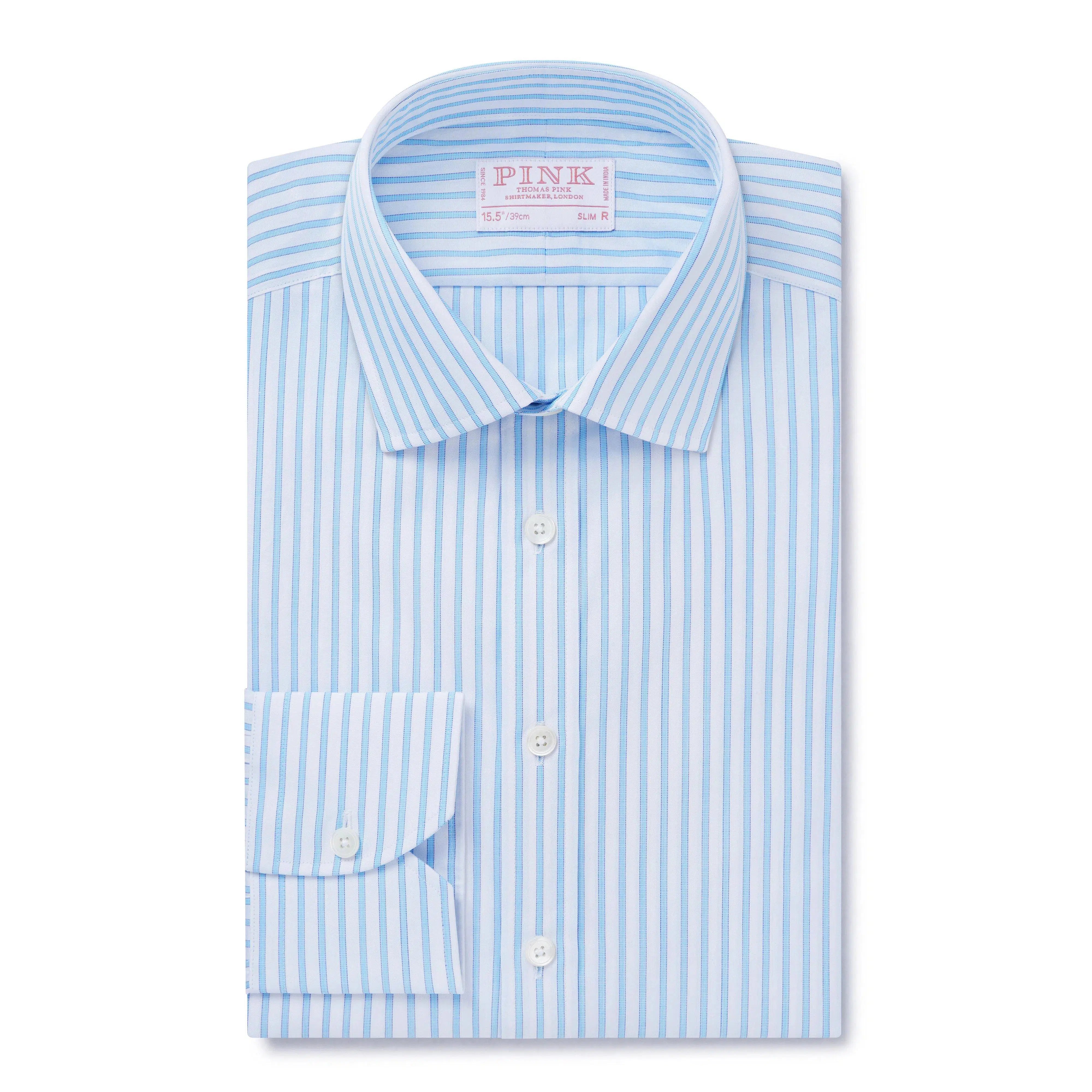 Thomas Pink Slim Fit Formal End on End Stripe Shirt-MALFORD OF LONDON SAVILE ROW MENSWEAR OUTLET