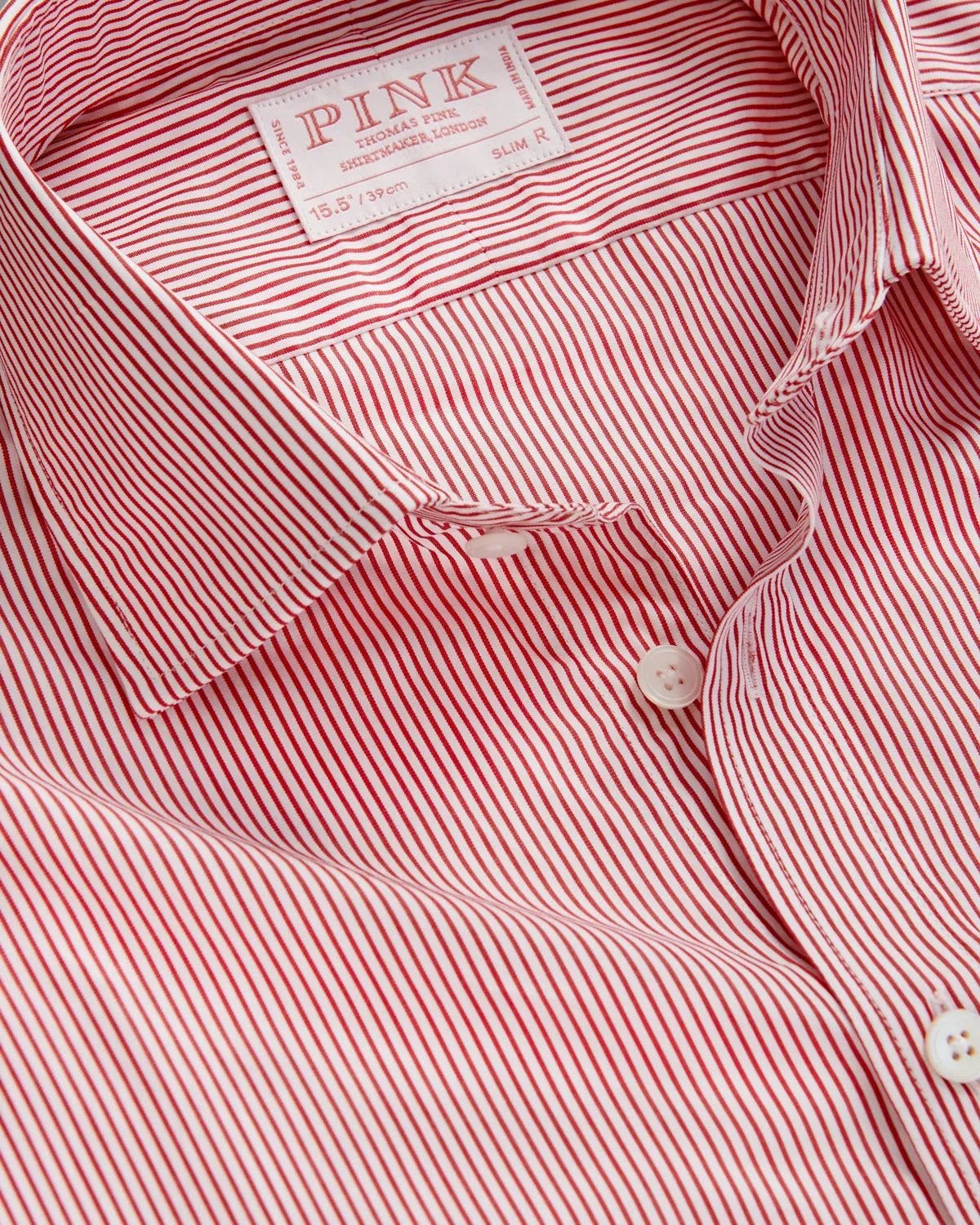 Thomas Pink Slim Fit Formal Fine Bengal Stripe Shirt Red/White-MALFORD OF LONDON SAVILE ROW MENSWEAR OUTLET