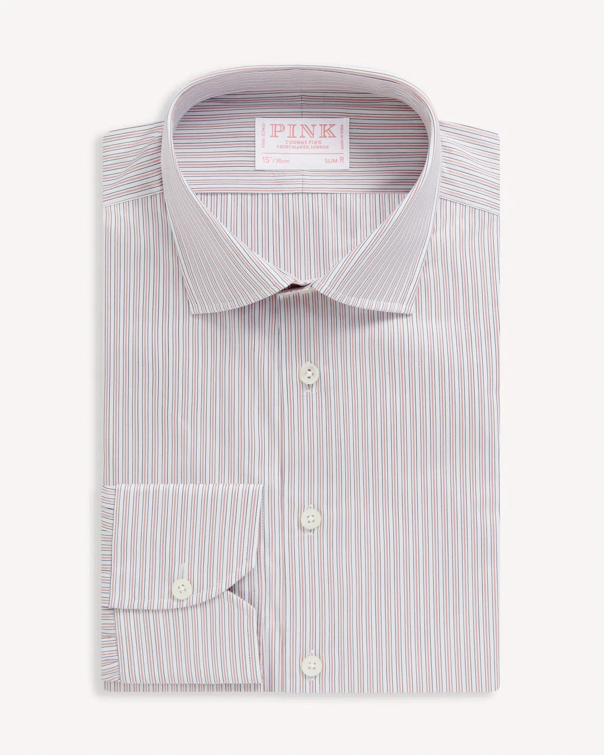 Thomas Pink Slim Fit Formal Fine City Stripe Shirt Pink/Blue-MALFORD OF LONDON SAVILE ROW MENSWEAR OUTLET