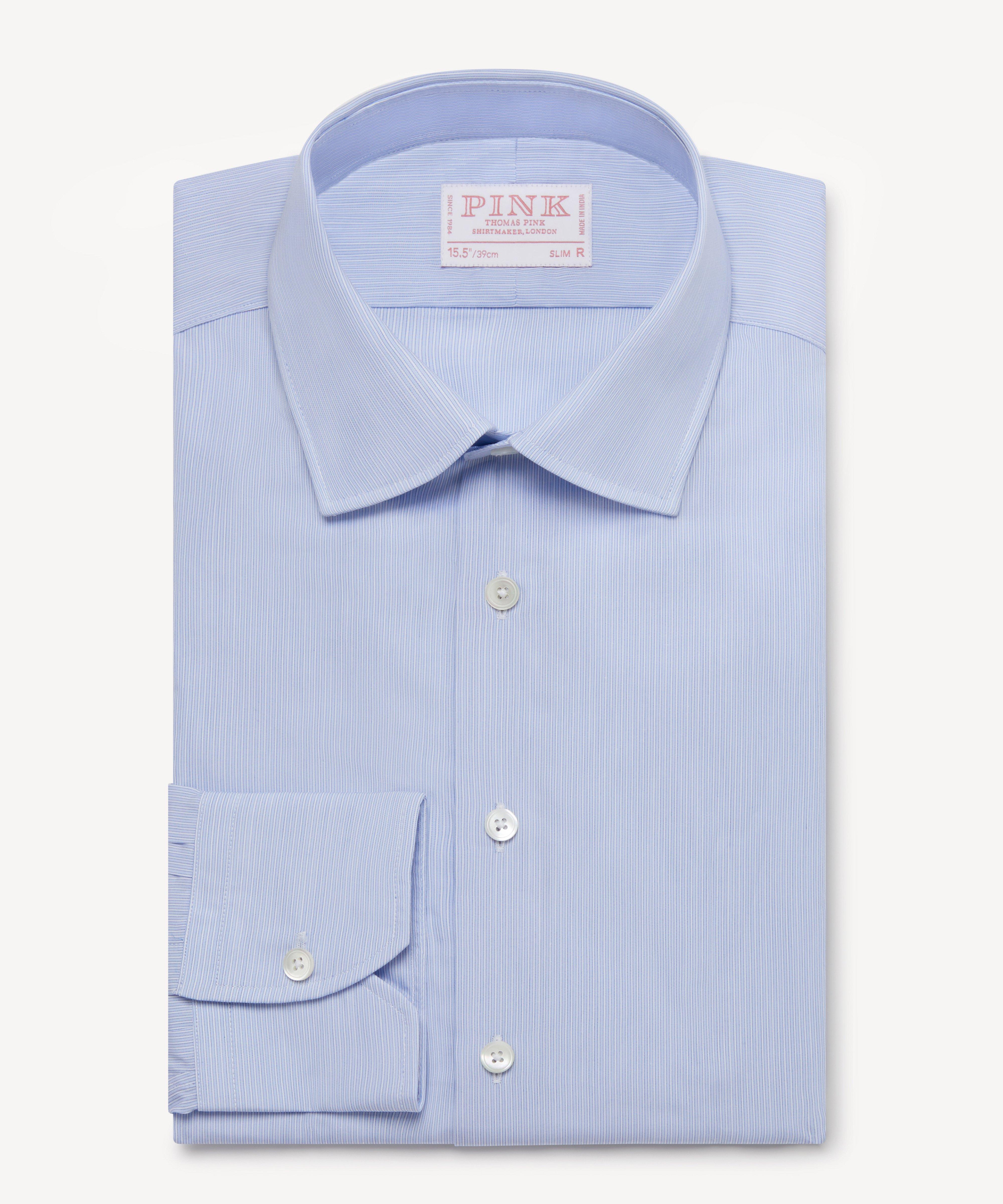 Thomas Pink Slim Fit Formal Fine Stripe Shirt-MALFORD OF LONDON SAVILE ROW MENSWEAR OUTLET