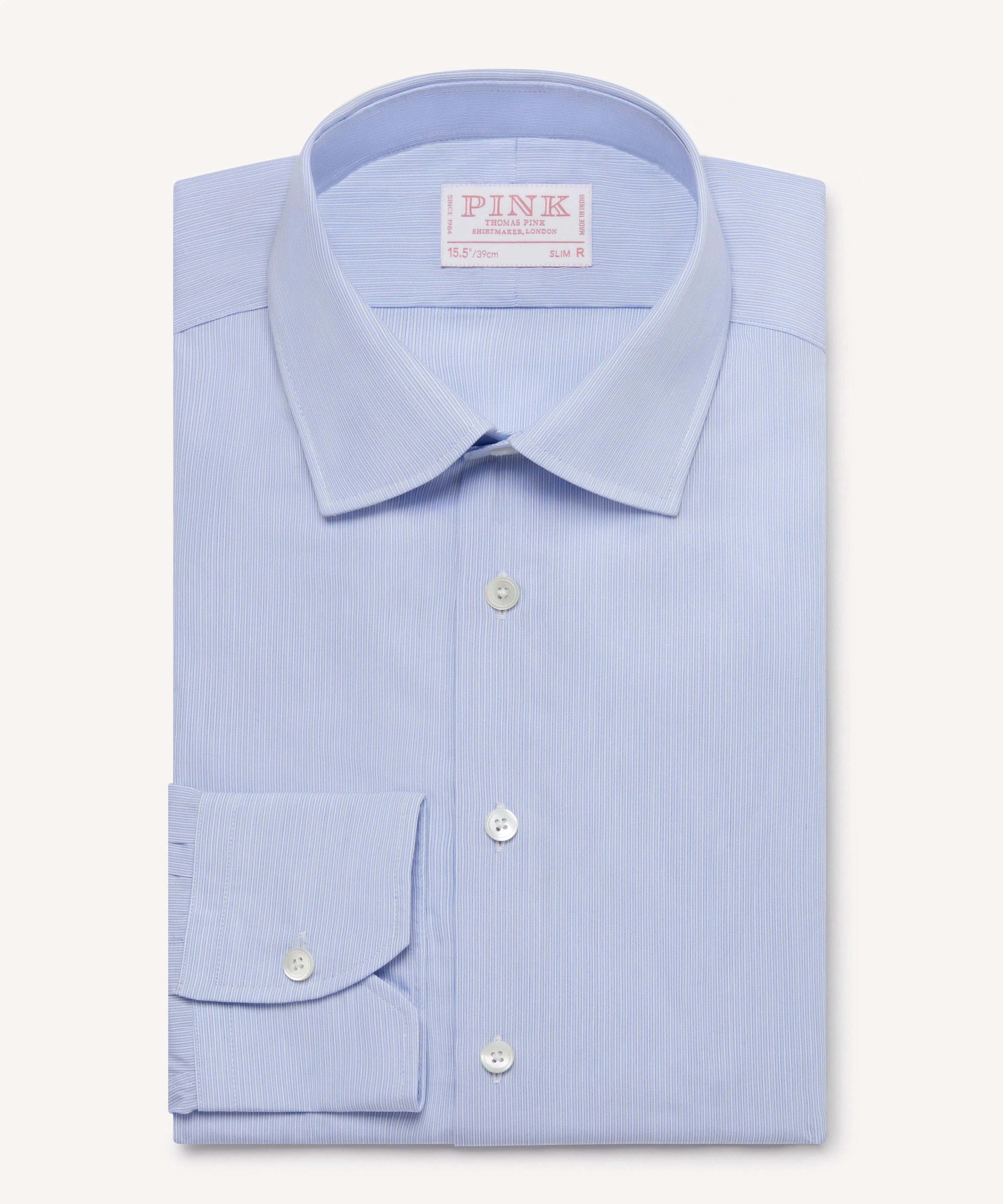 Thomas Pink Slim Fit Formal Fine Stripe Shirt-MALFORD OF LONDON SAVILE ROW MENSWEAR OUTLET