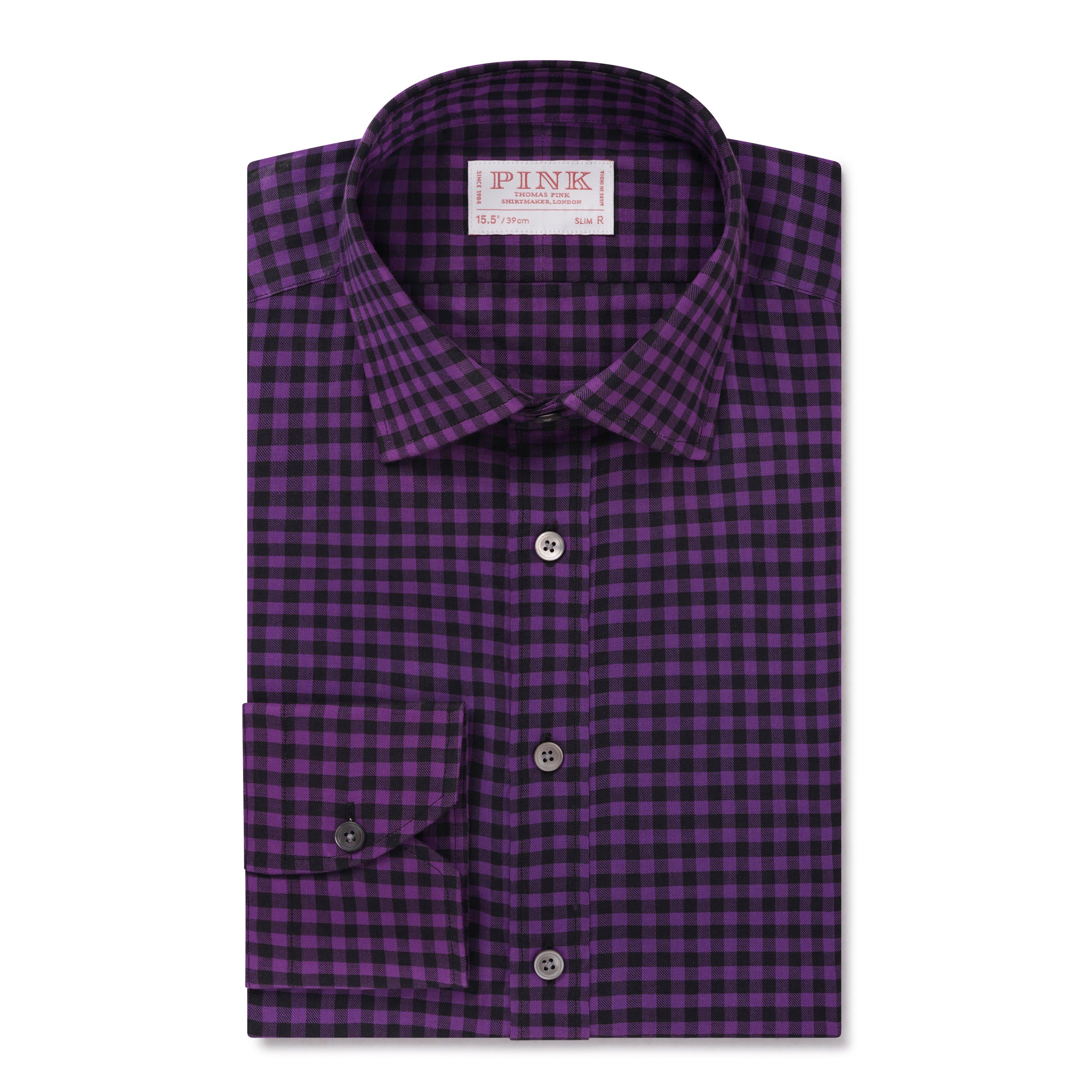 Thomas Pink Slim Fit Formal Flannel Gingham Check Shirt-MALFORD OF LONDON SAVILE ROW MENSWEAR OUTLET