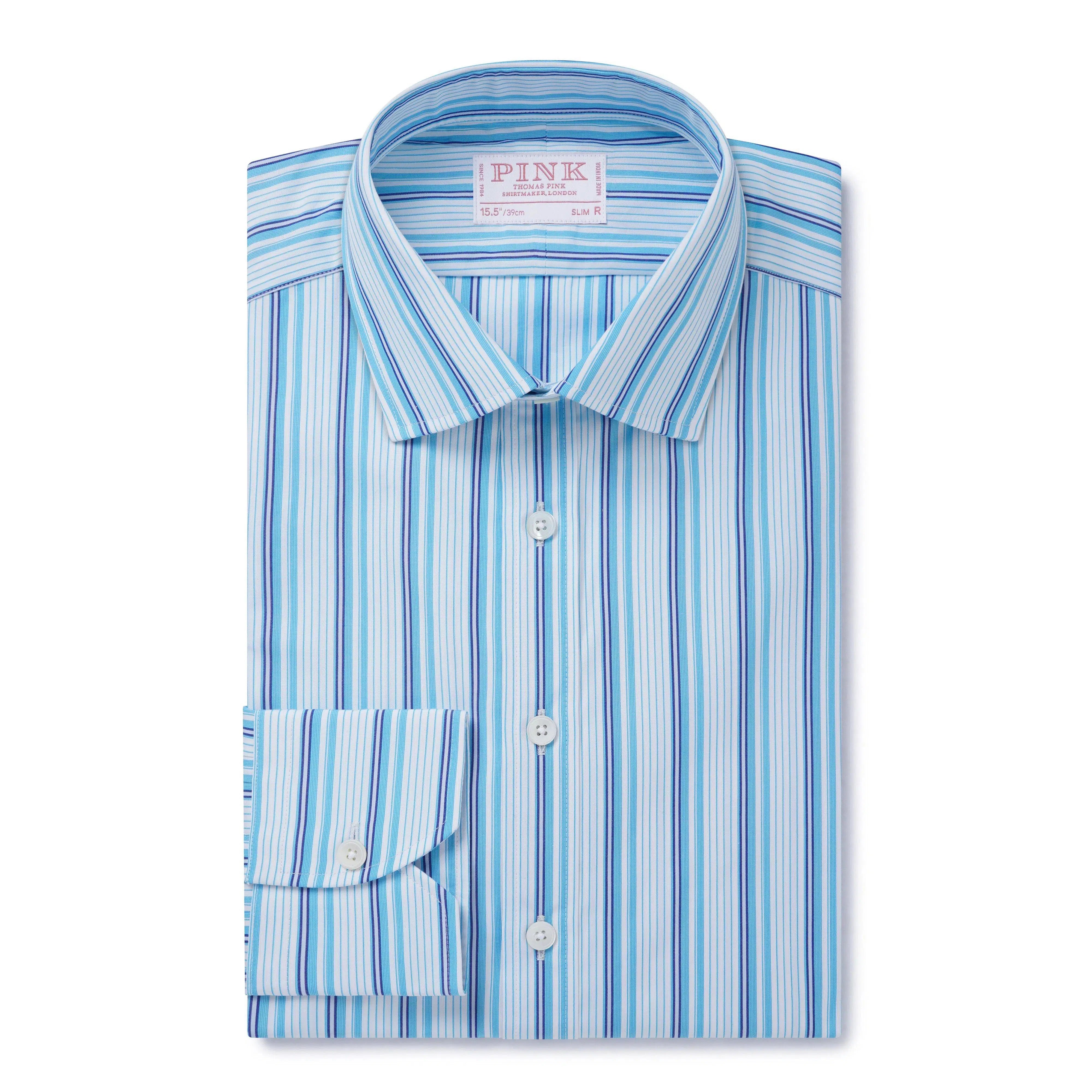 Thomas Pink Slim Fit Formal Irregular Bold Stripe Shirt-MALFORD OF LONDON SAVILE ROW MENSWEAR OUTLET