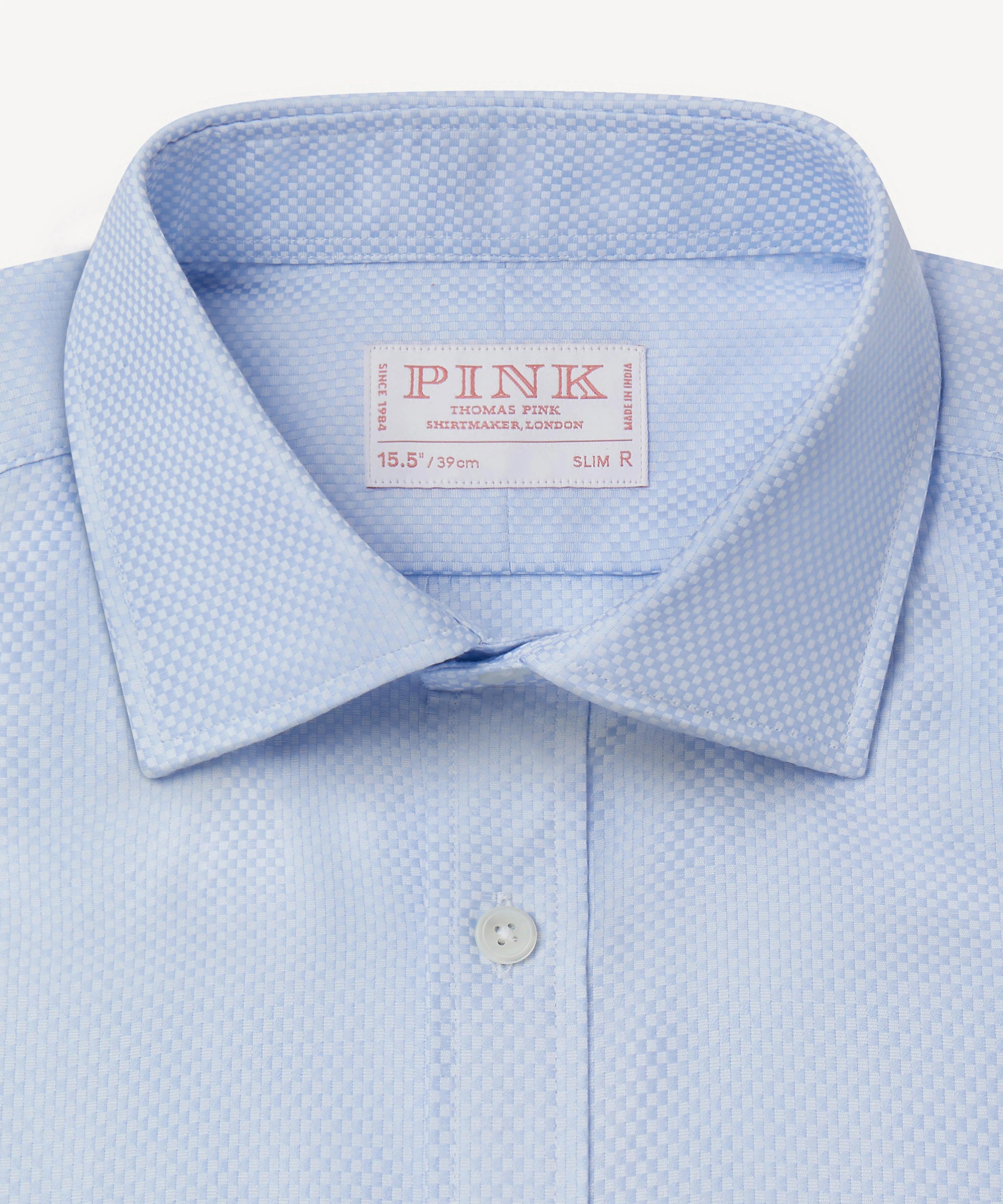 Thomas Pink Slim Fit Formal Jacquard Check Shirt-MALFORD OF LONDON SAVILE ROW MENSWEAR OUTLET