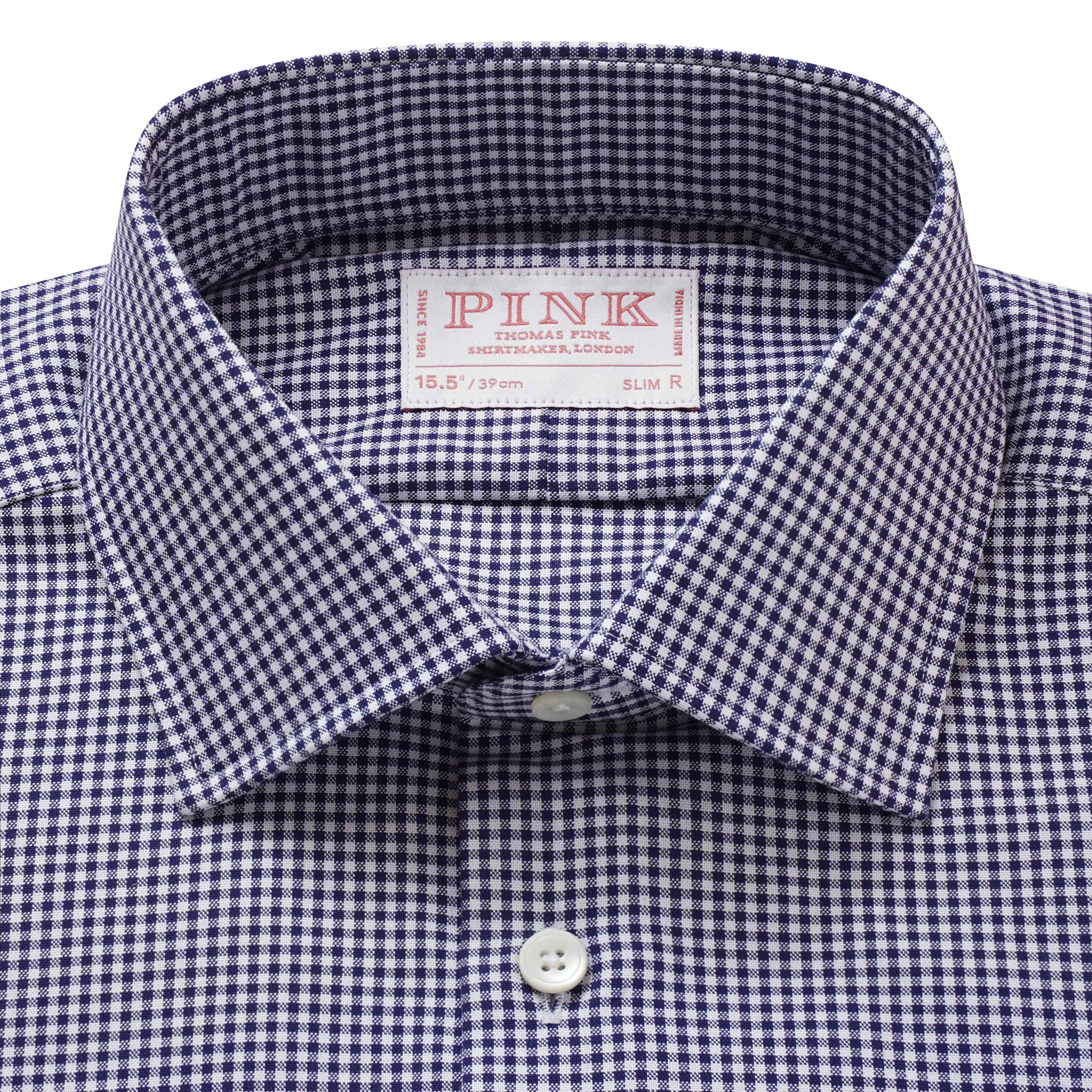 Thomas Pink Slim Fit Formal Micro Gingham Check Shirt-MALFORD OF LONDON SAVILE ROW MENSWEAR OUTLET