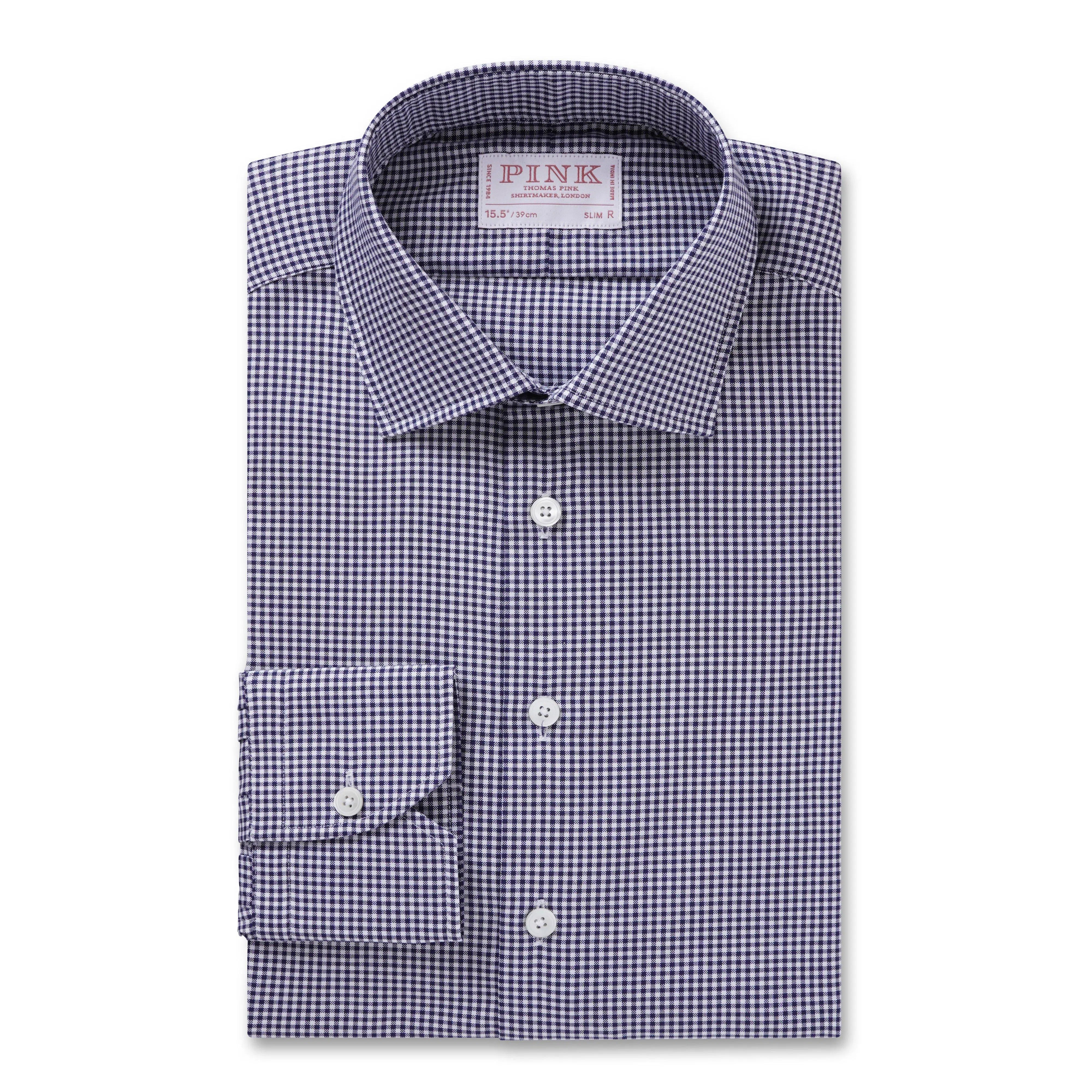 Thomas Pink Slim Fit Formal Micro Gingham Check Shirt-MALFORD OF LONDON SAVILE ROW MENSWEAR OUTLET