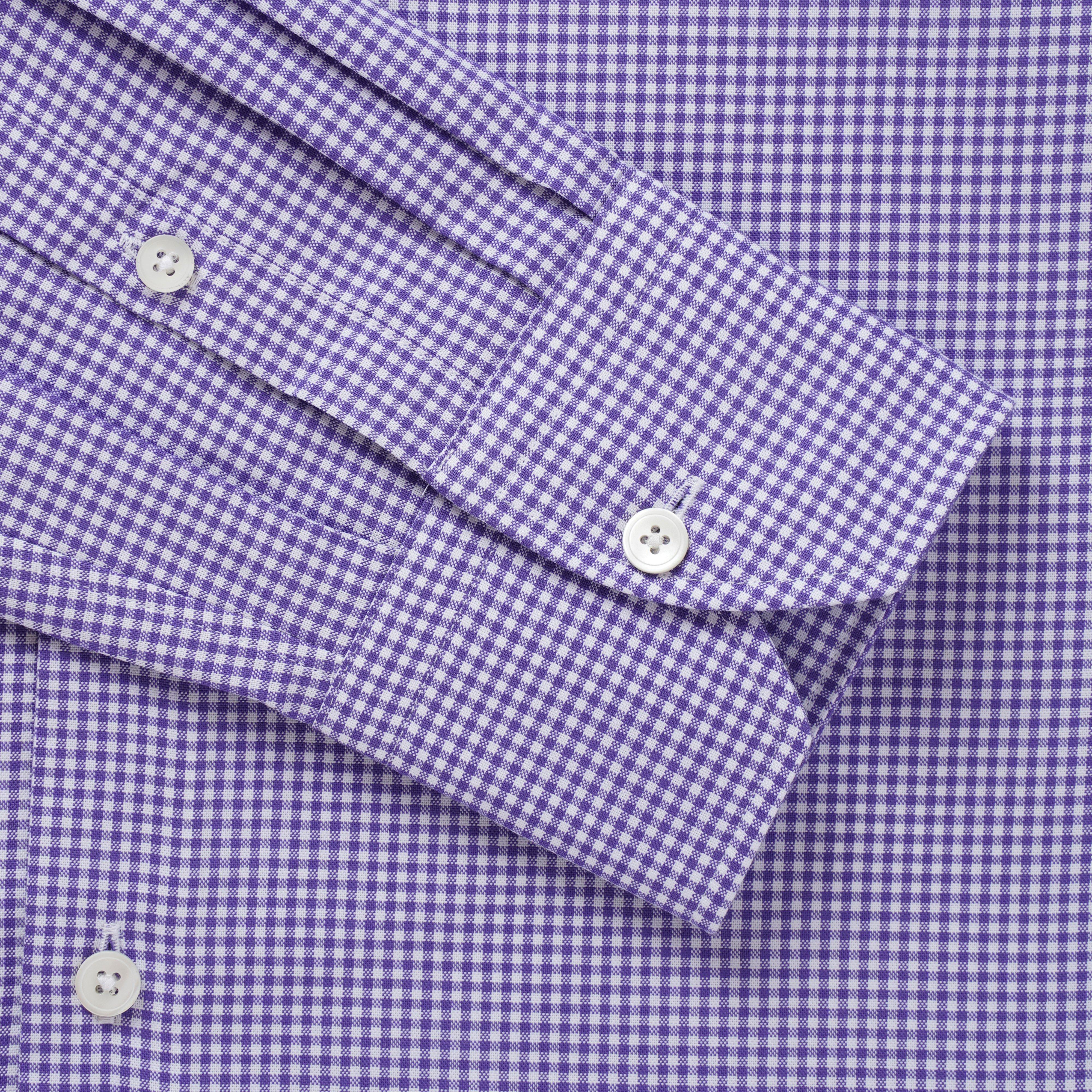 Thomas Pink Slim Fit Formal Micro Gingham Check Shirt Purple-MALFORD OF LONDON SAVILE ROW MENSWEAR OUTLET