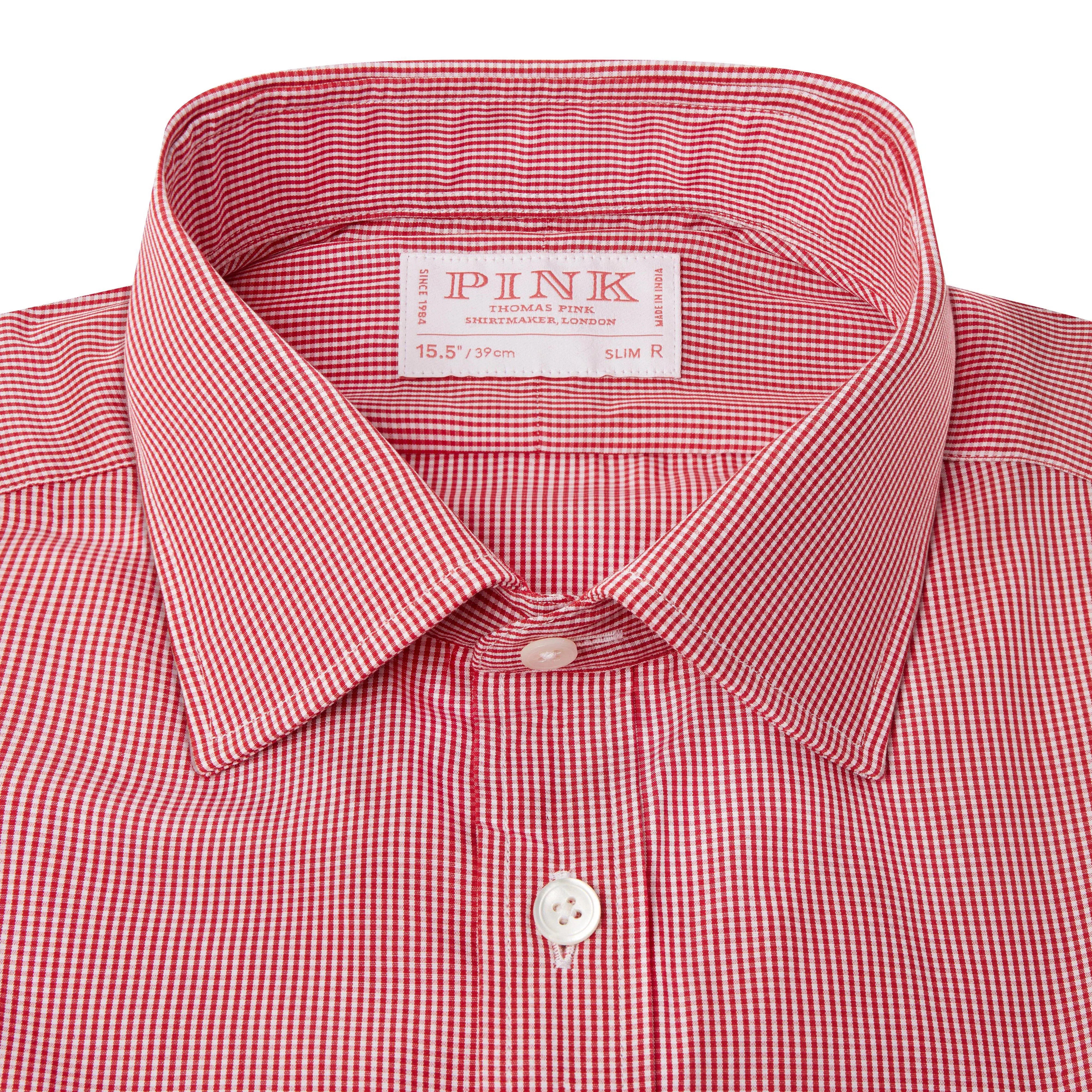 Thomas Pink Slim Fit Formal Micro Gingham Check Shirt Red/White-MALFORD OF LONDON SAVILE ROW MENSWEAR OUTLET