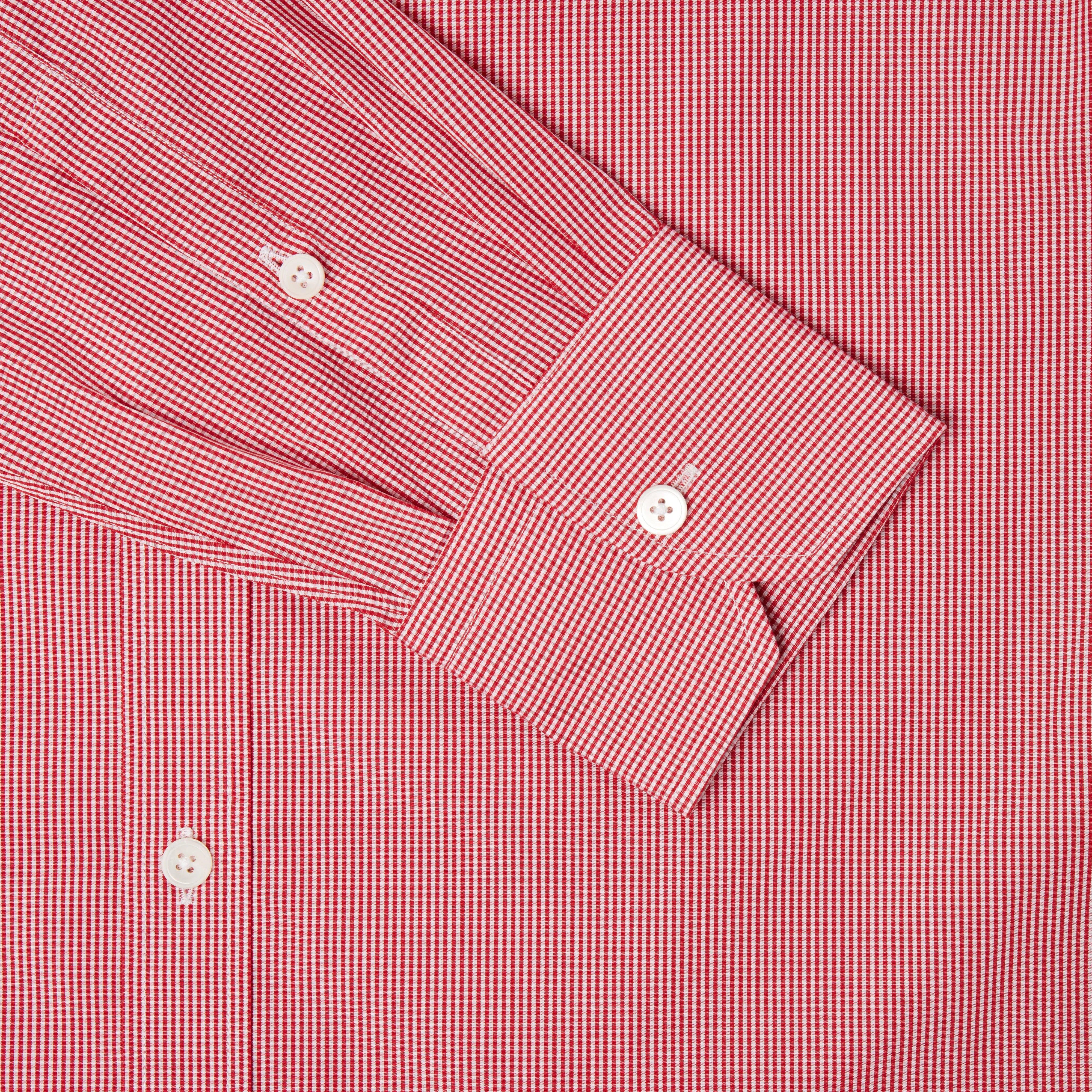 Thomas Pink Slim Fit Formal Micro Gingham Check Shirt Red/White-MALFORD OF LONDON SAVILE ROW MENSWEAR OUTLET