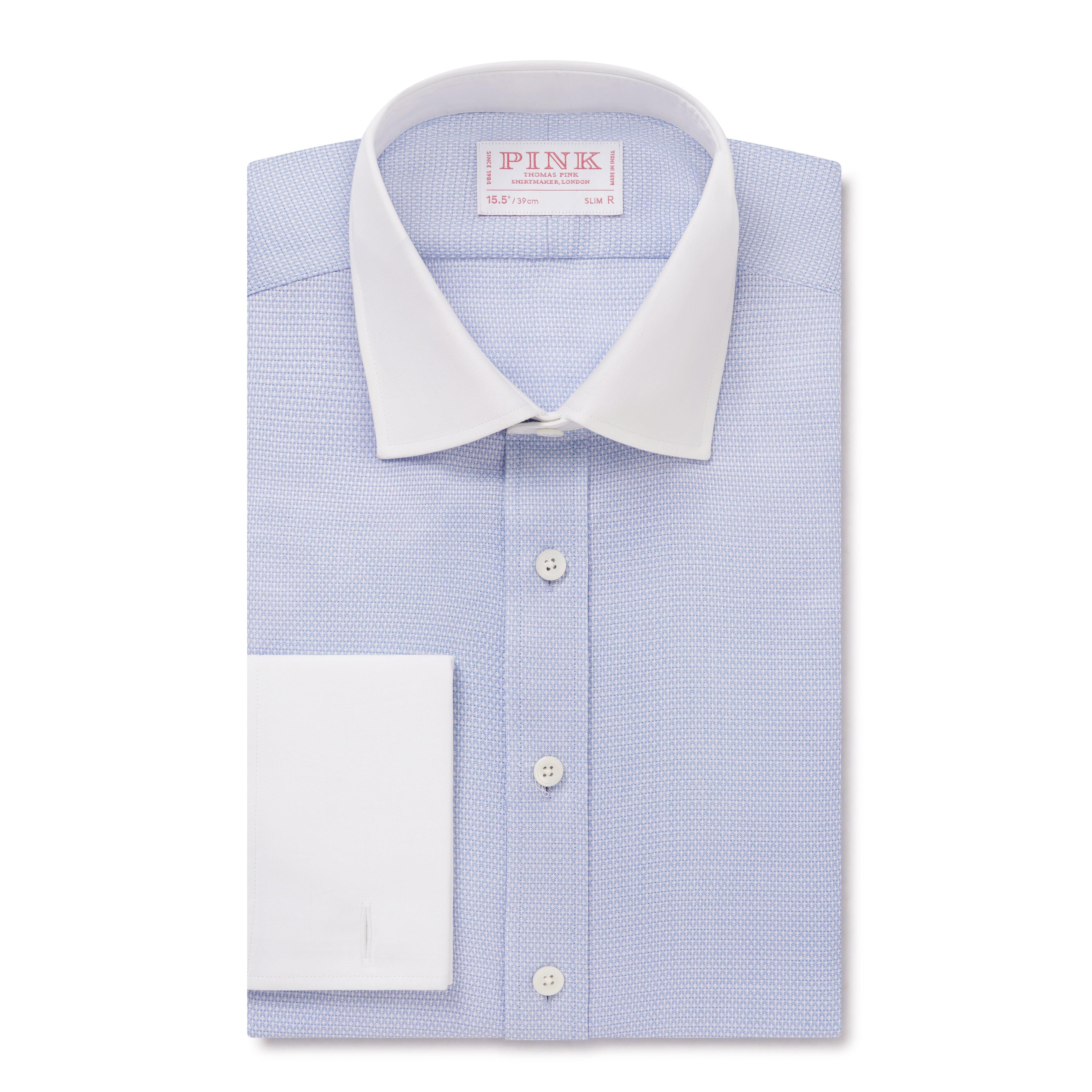 Thomas Pink Slim Fit Formal Open Weave Dobby Shirt-MALFORD OF LONDON SAVILE ROW MENSWEAR OUTLET