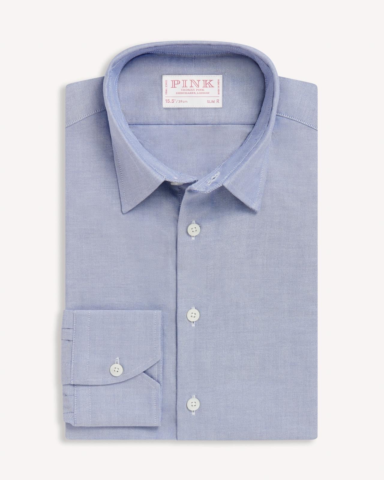 Thomas Pink Slim Fit Formal Open Weave Oxford Shirt Blue-MALFORD OF LONDON SAVILE ROW MENSWEAR OUTLET