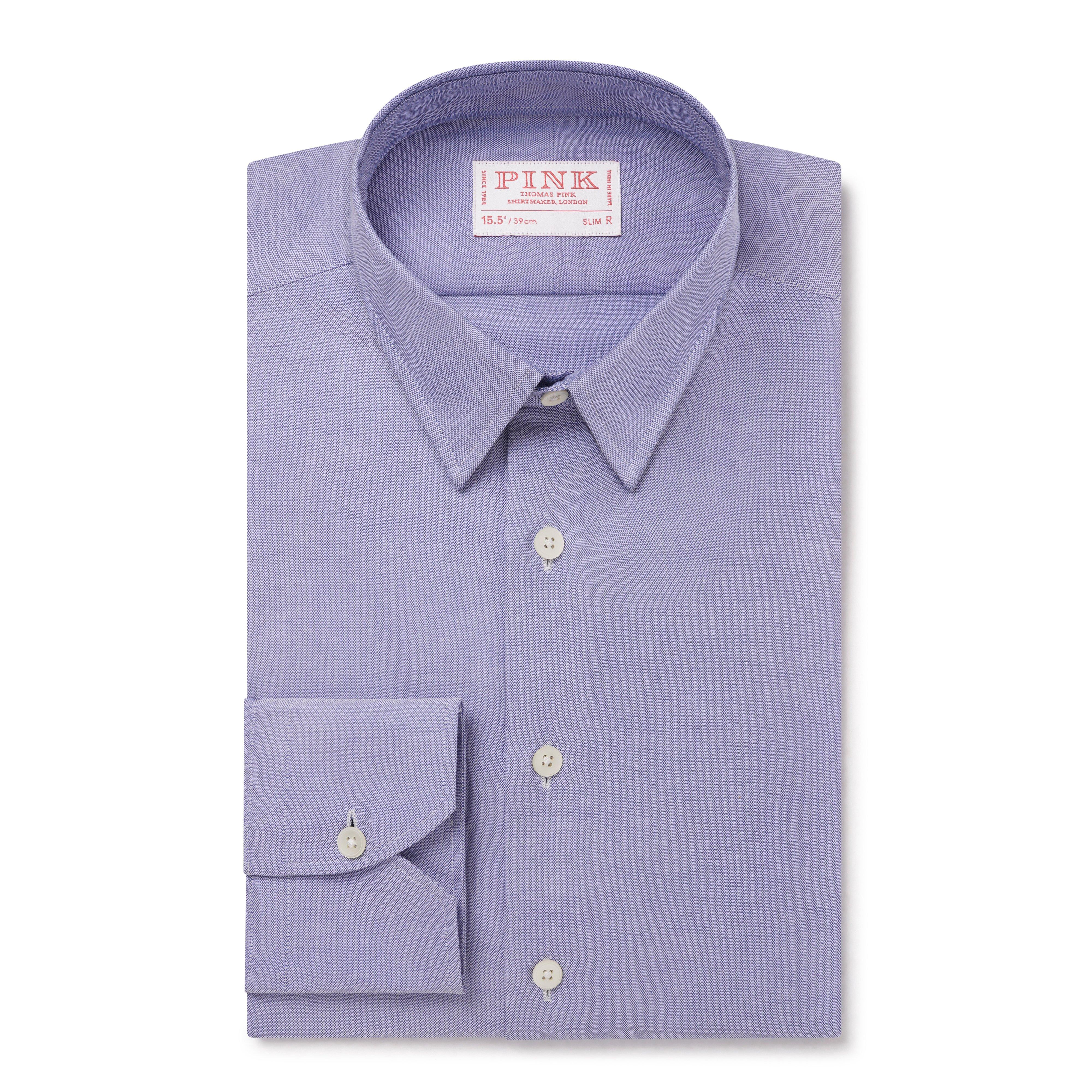 Thomas Pink Slim Fit Formal Open Weave Oxford Shirt Blue-MALFORD OF LONDON SAVILE ROW MENSWEAR OUTLET