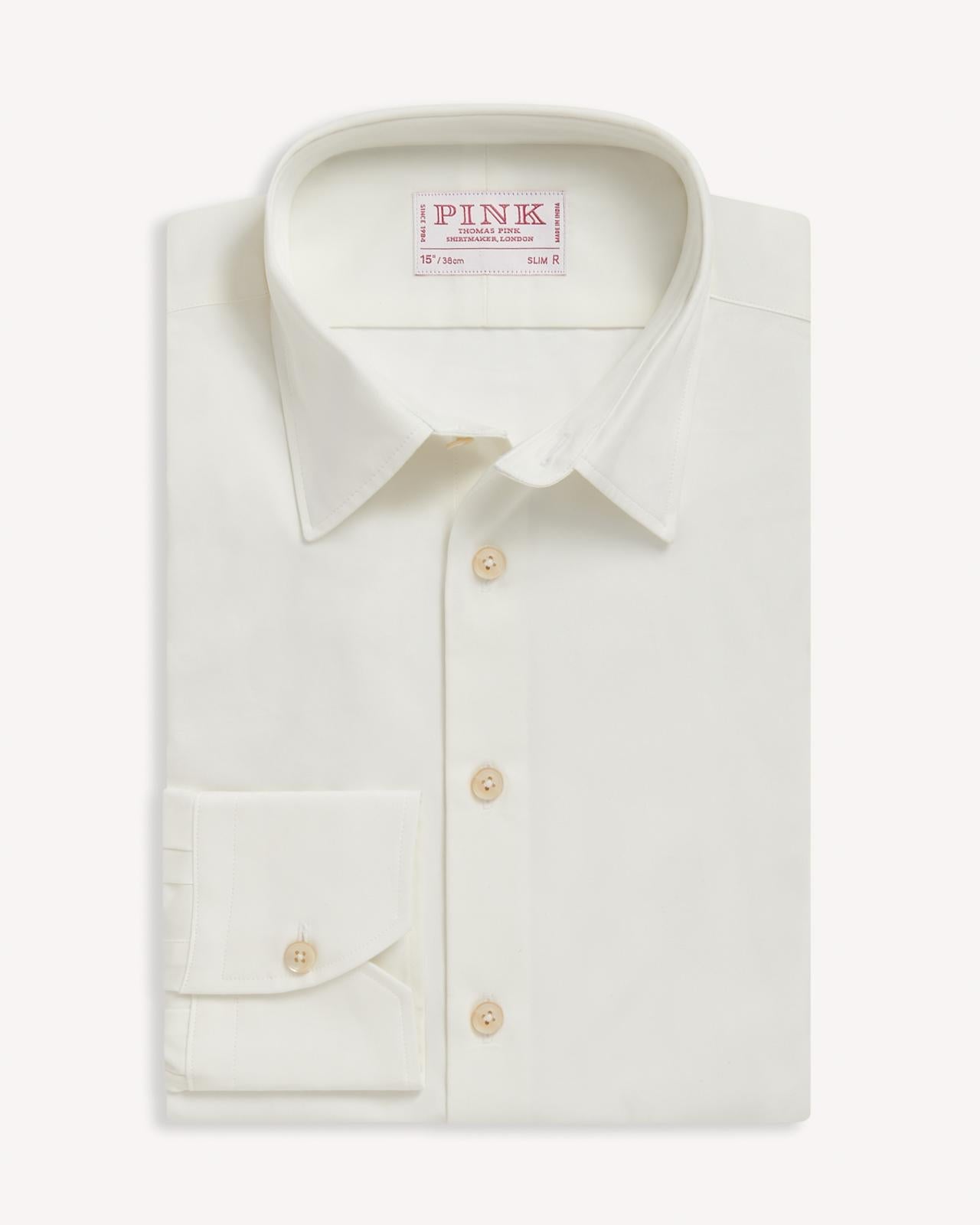 Thomas Pink Slim Fit Formal Organic Cotton Poplin Shirt Beige-MALFORD OF LONDON SAVILE ROW MENSWEAR OUTLET