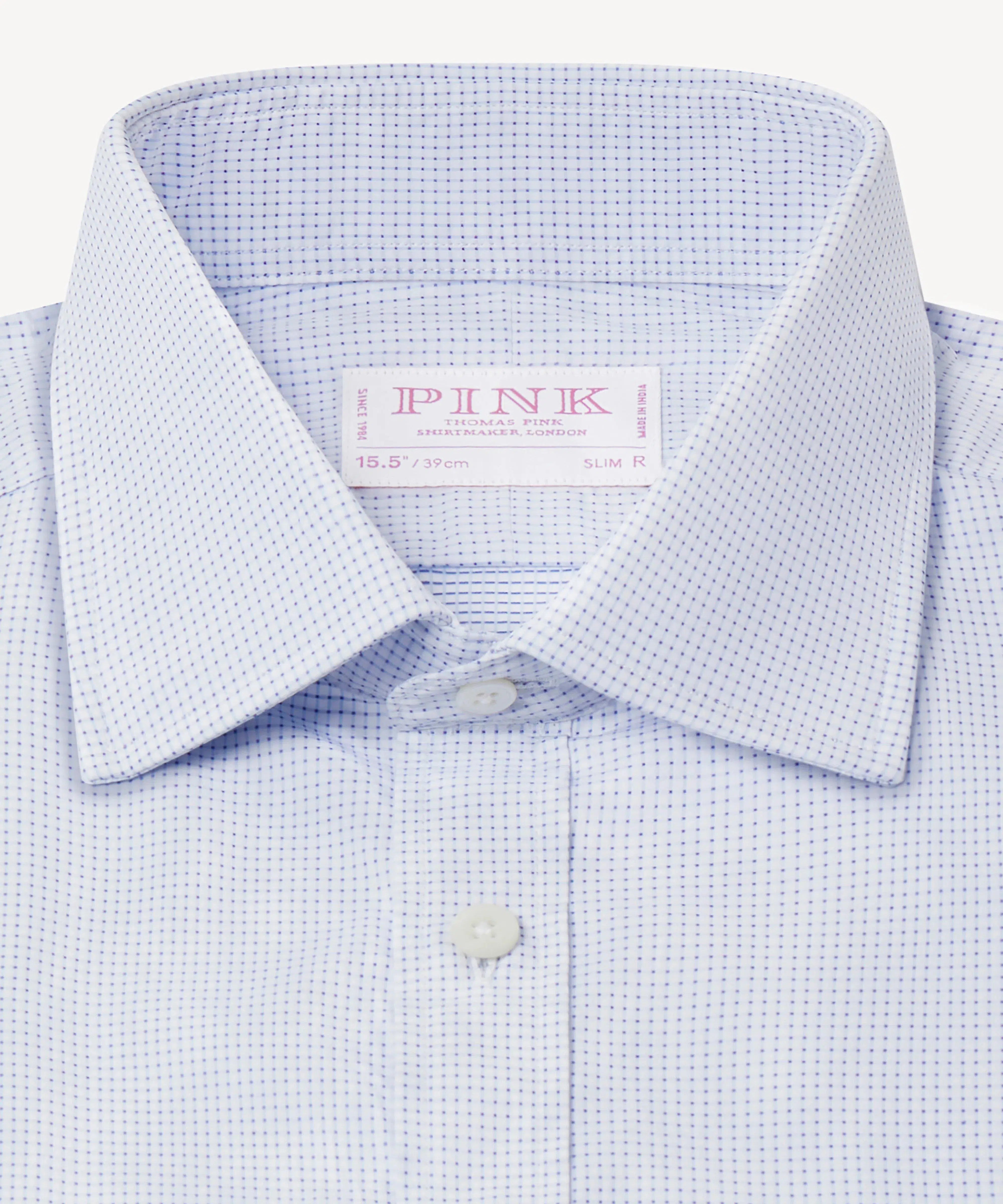 Thomas Pink Slim Fit Formal Pin Dot Check Shirt-MALFORD OF LONDON SAVILE ROW MENSWEAR OUTLET