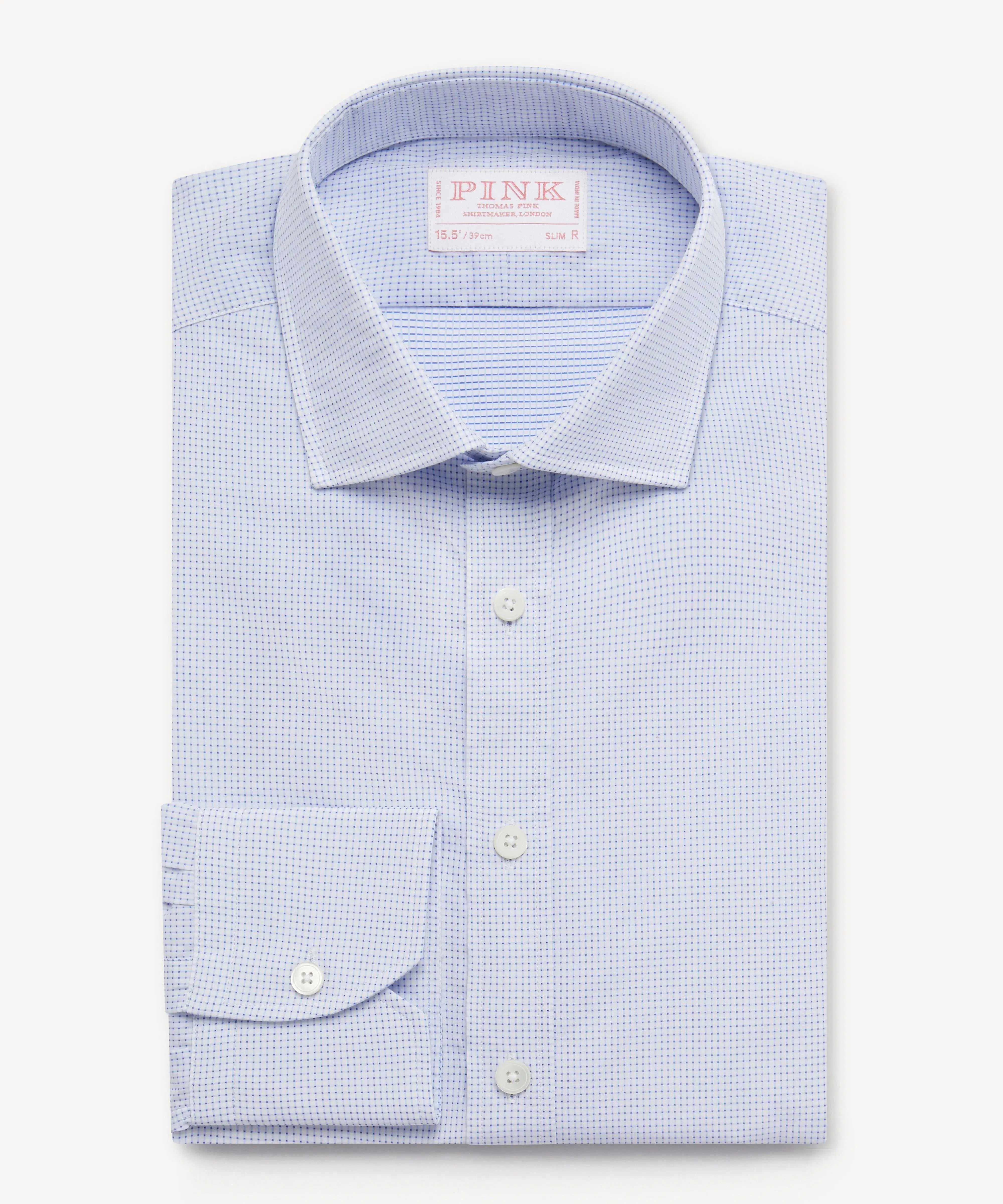 Thomas Pink Slim Fit Formal Pin Dot Check Shirt-MALFORD OF LONDON SAVILE ROW MENSWEAR OUTLET