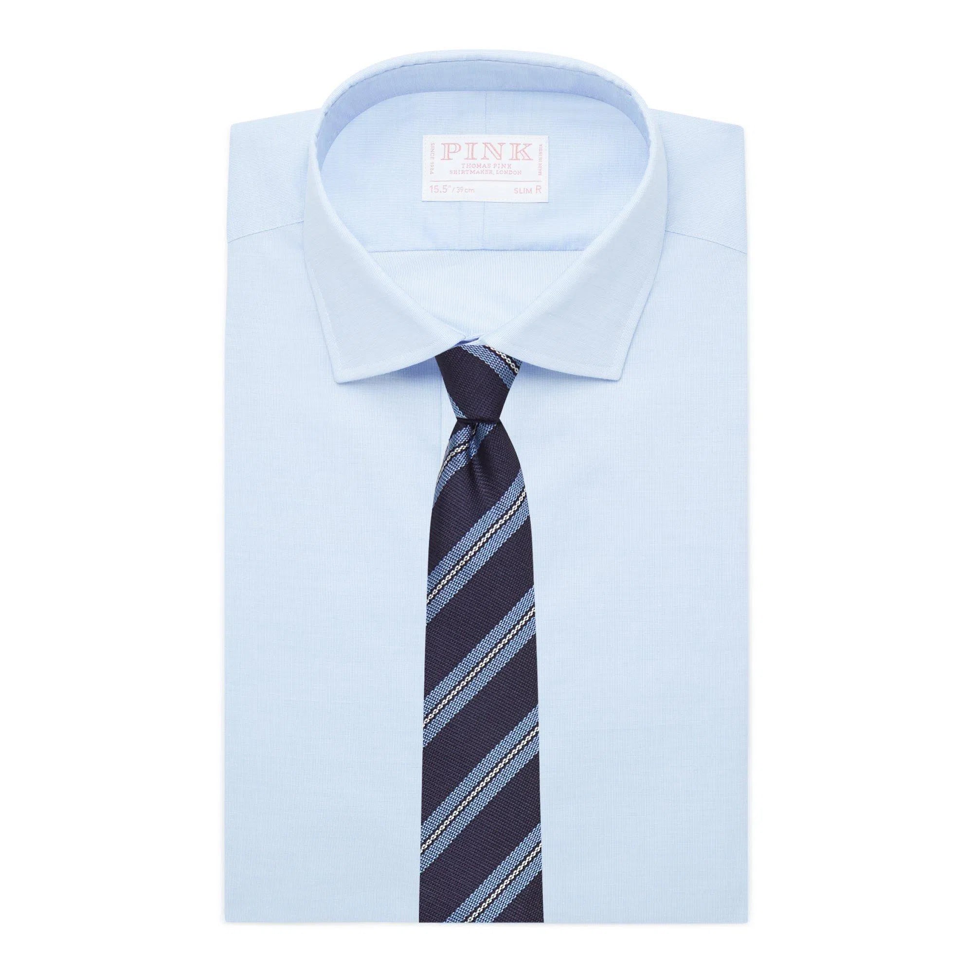 Thomas Pink Slim Fit Formal Piquet 70 Stripe Shirt-MALFORD OF LONDON SAVILE ROW MENSWEAR OUTLET