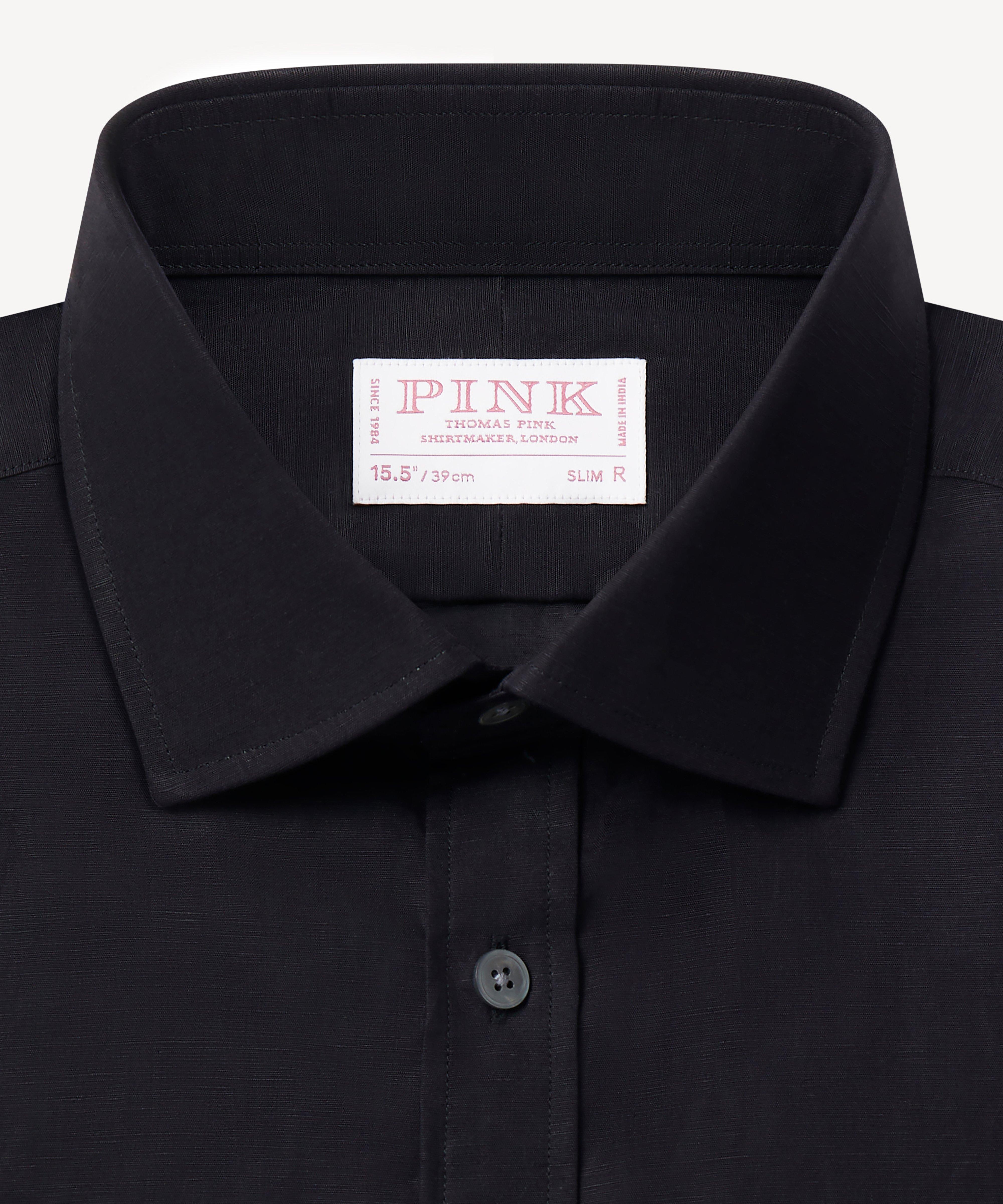 Thomas Pink Slim Fit Formal Piumino Linen Blend Shirt-MALFORD OF LONDON SAVILE ROW MENSWEAR OUTLET