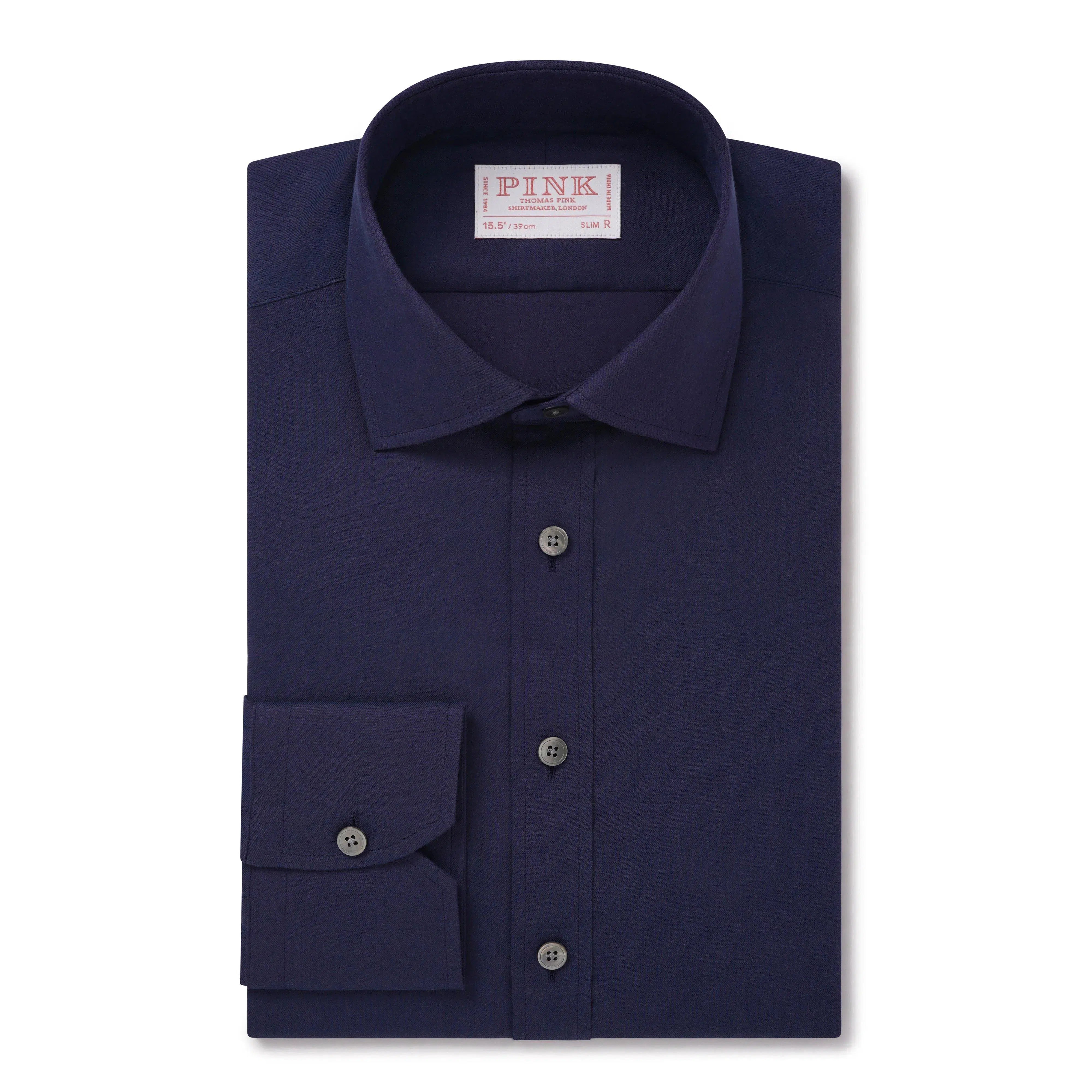 Thomas Pink Slim Fit Formal Plain Flannel Cotton Shirt-MALFORD OF LONDON SAVILE ROW MENSWEAR OUTLET