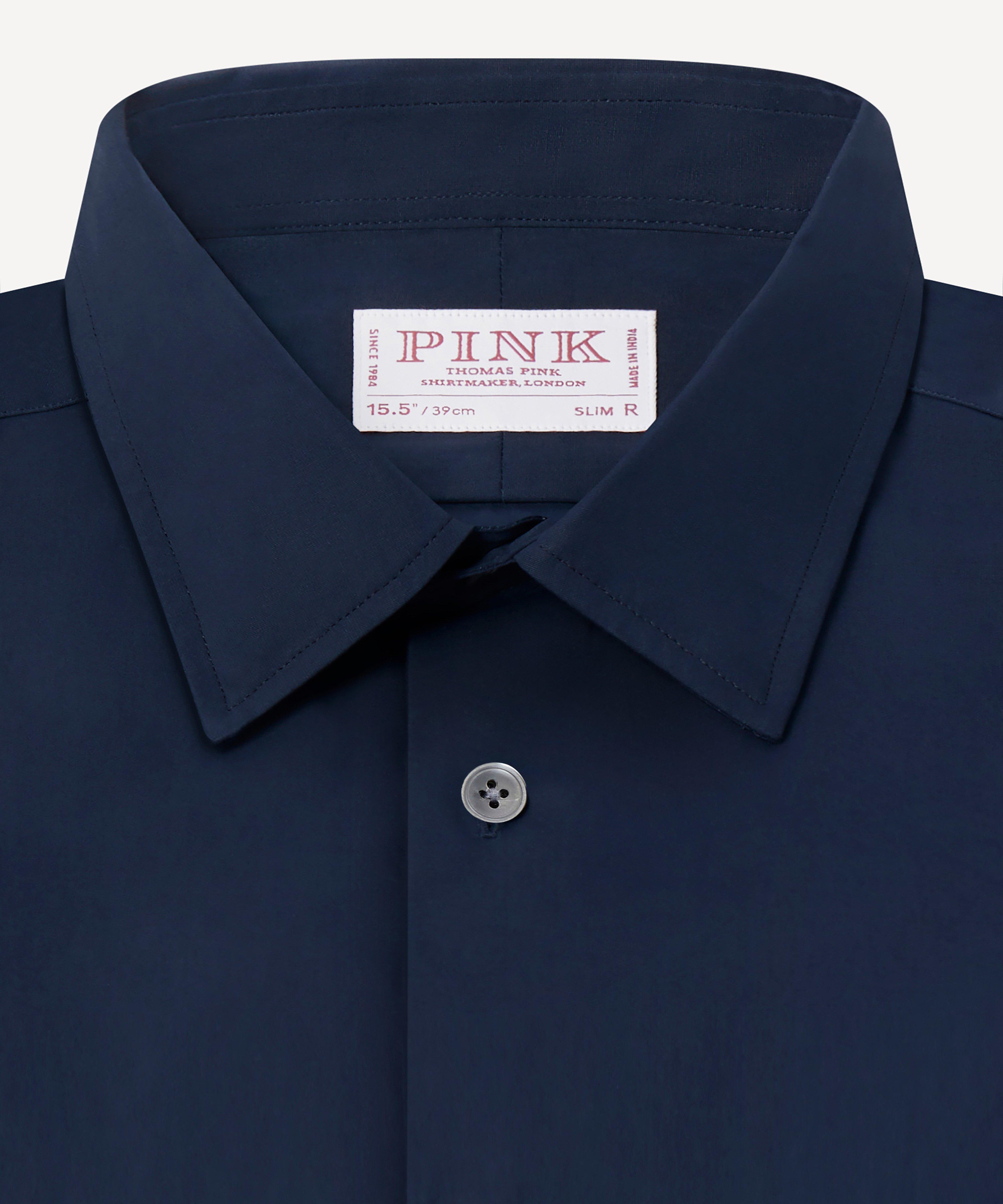 Thomas Pink Slim Fit Formal Plain Poplin Shirt Blue-MALFORD OF LONDON SAVILE ROW MENSWEAR OUTLET