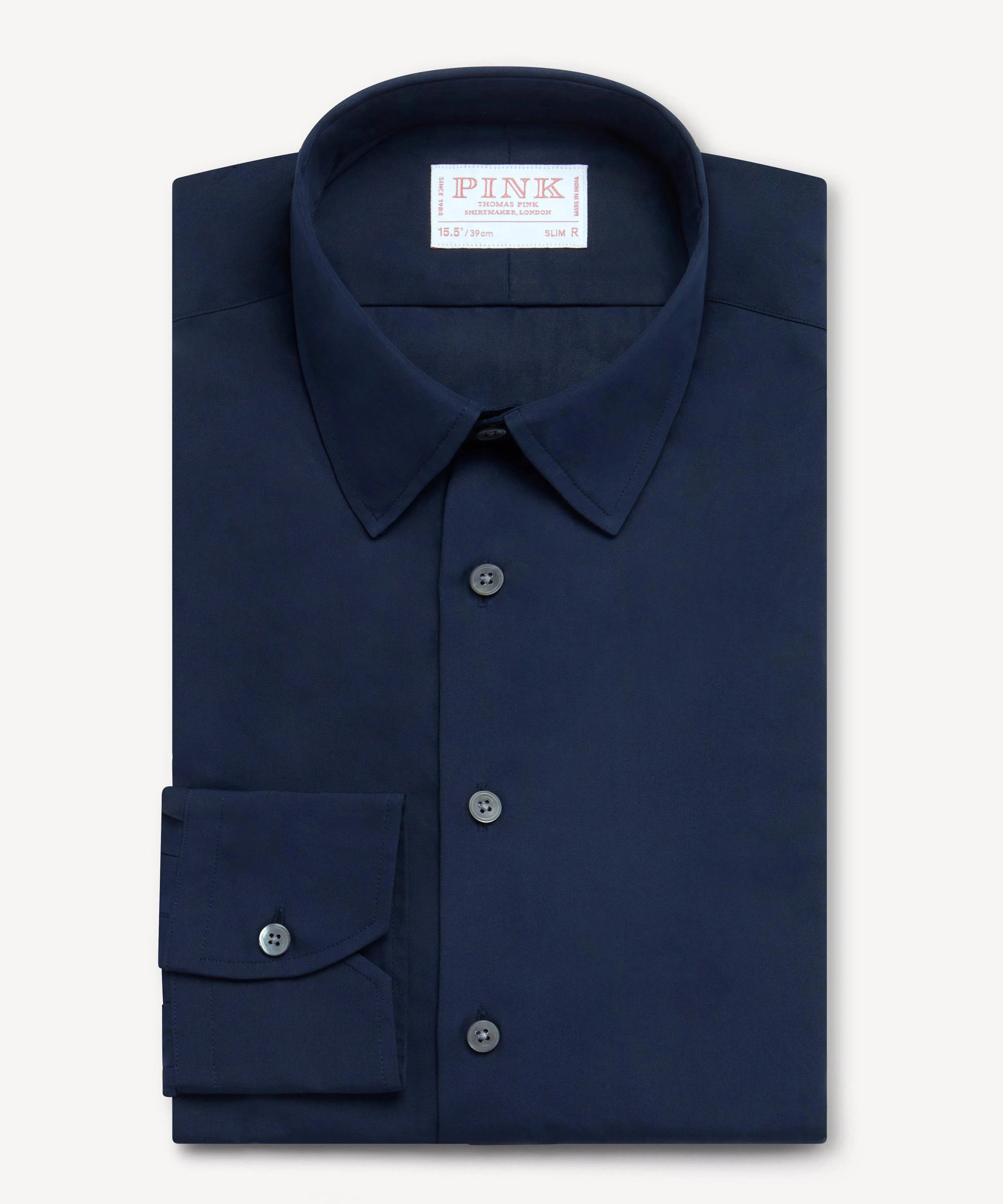 Thomas Pink Slim Fit Formal Plain Poplin Shirt Blue-MALFORD OF LONDON SAVILE ROW MENSWEAR OUTLET