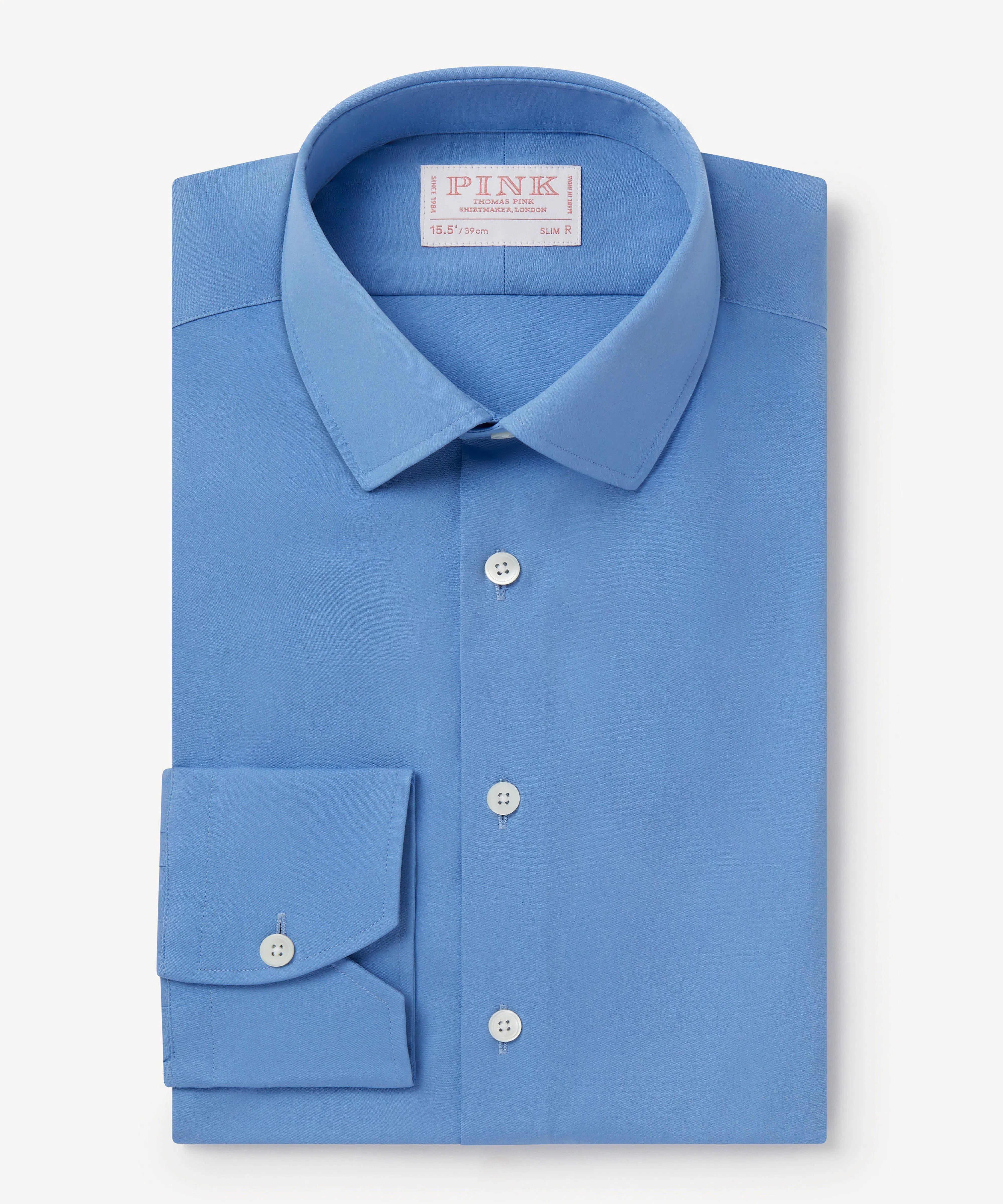 Thomas Pink Slim Fit Formal Plain Poplin Shirt-MALFORD OF LONDON SAVILE ROW MENSWEAR OUTLET